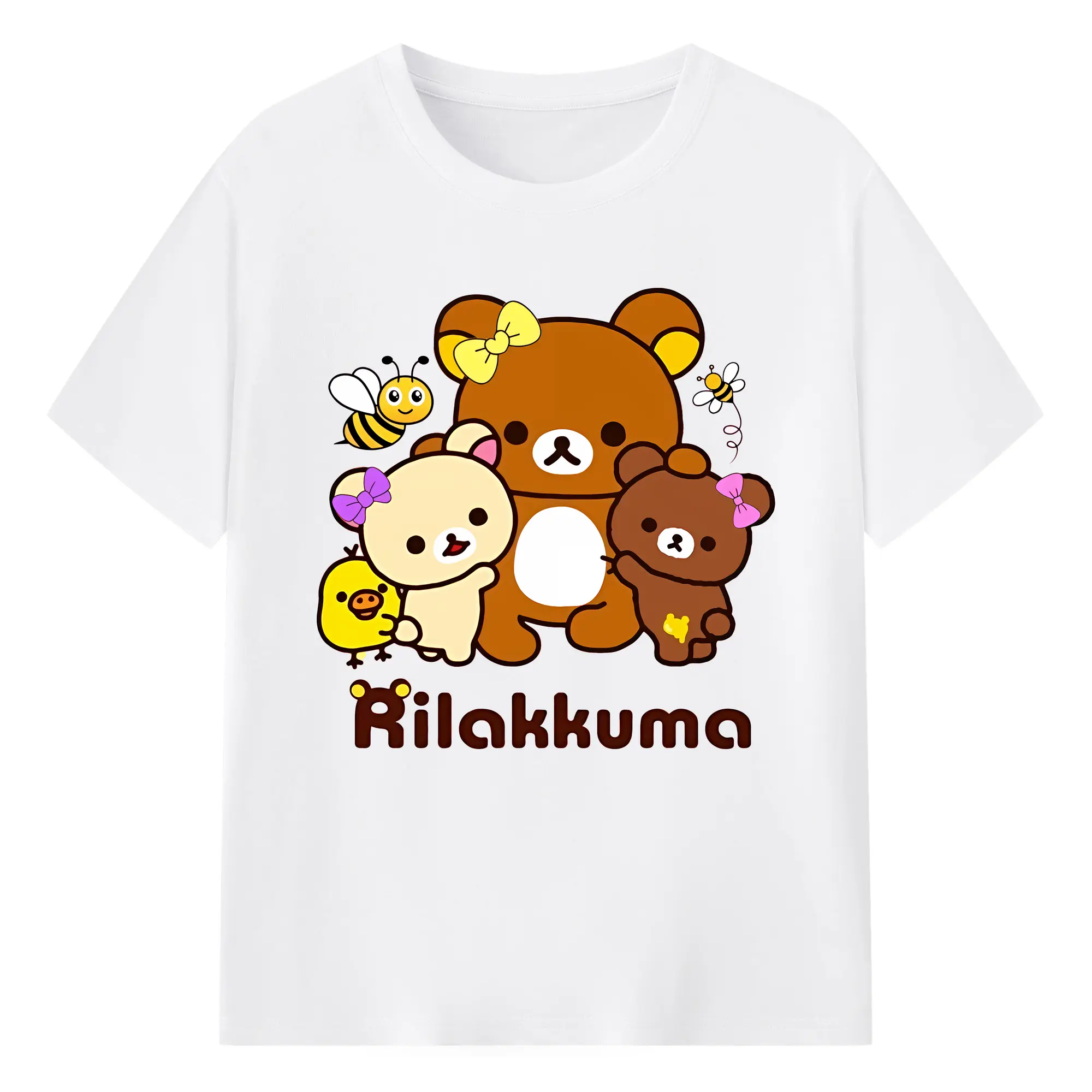 リラックマ (Rilakkuma) グッズ コリラックマ (Korirakkuma) - 綿100％ 半袖Tシャツ ・ フロントプリント ・ 快適 通気性 ・ 日常使い 散歩 スポーツ用