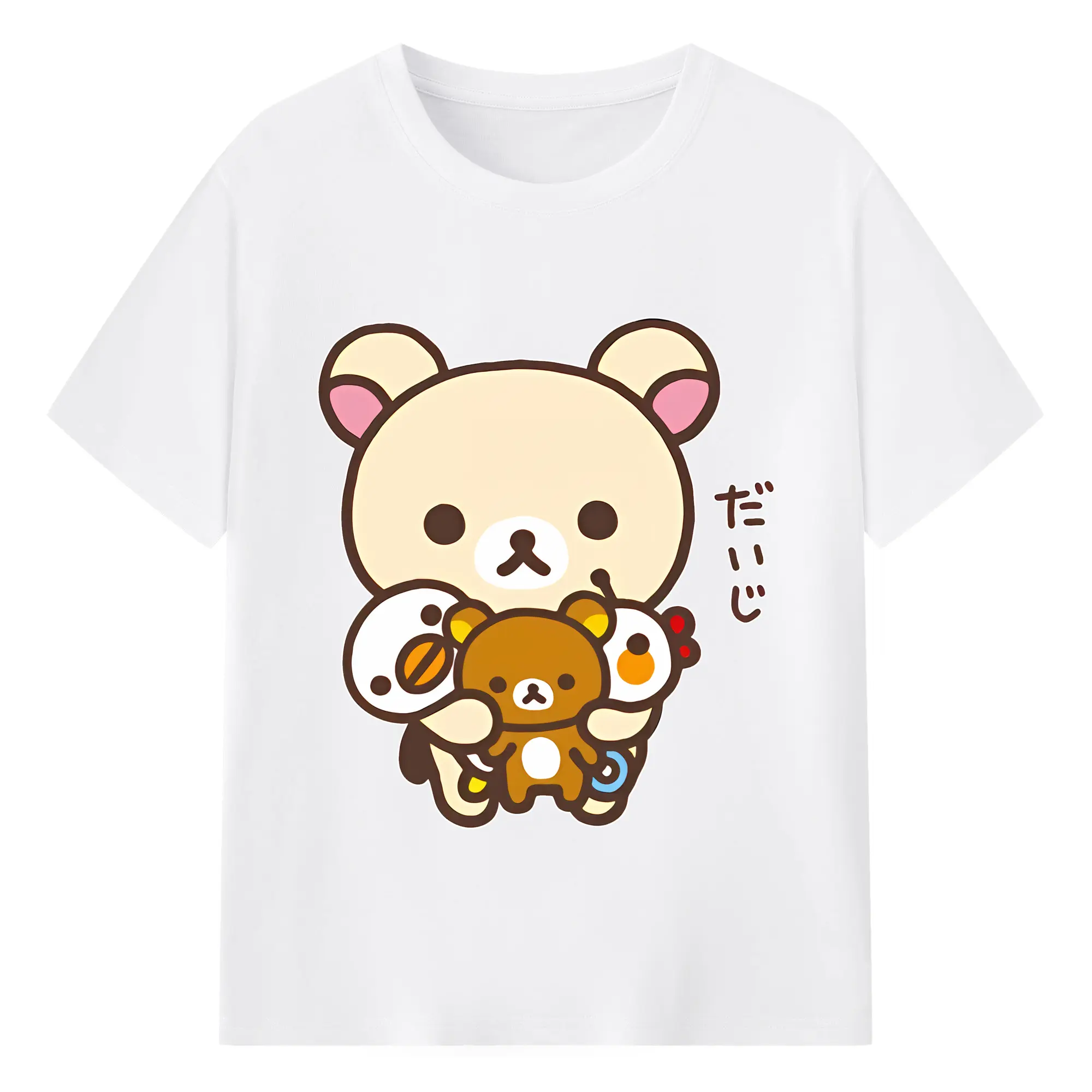 リラックマ (Rilakkuma) グッズ コリラックマ (Korirakkuma) - 綿100％ 半袖Tシャツ ・ フロントプリント ・ 快適 通気性 ・ 日常使い 散歩 スポーツ用