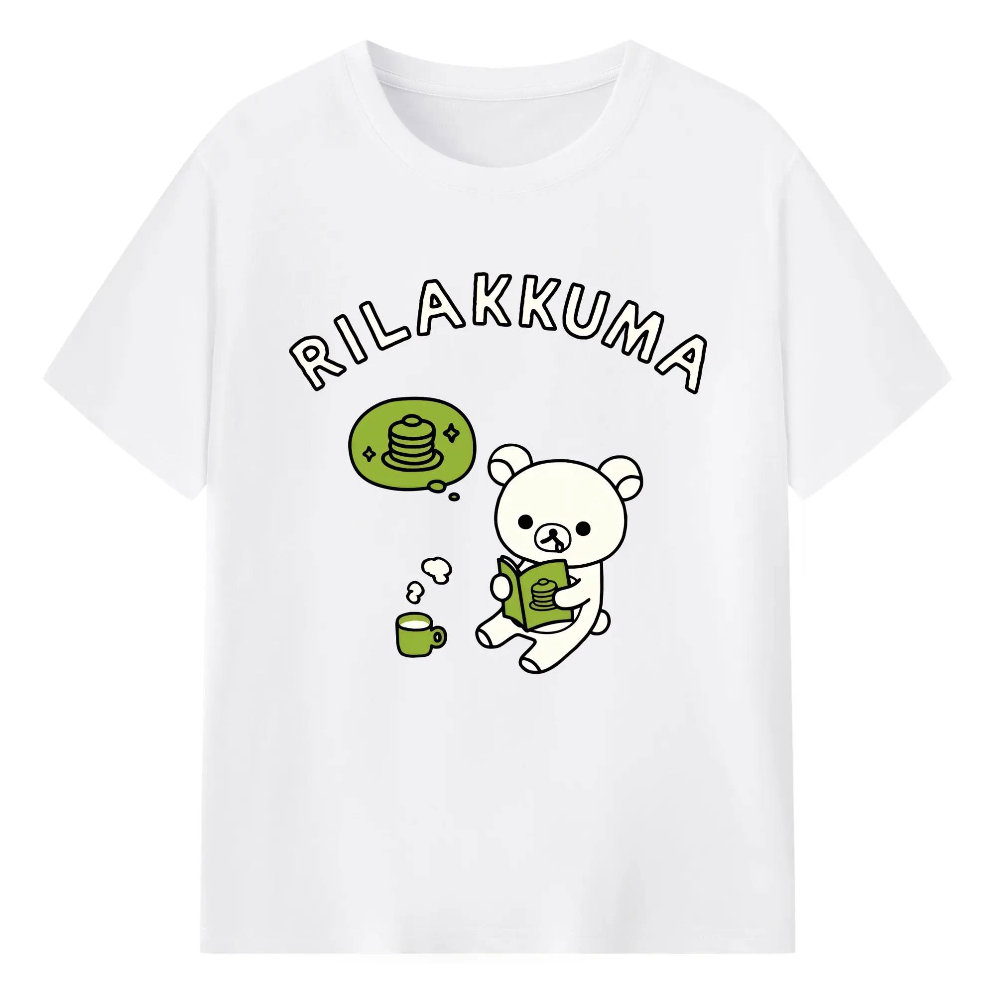 リラックマ (Rilakkuma) グッズ コリラックマ (Korirakkuma) - 綿100％ 半袖Tシャツ ・ フロントプリント ・ 快適 通気性 ・ 日常使い 散歩 スポーツ用