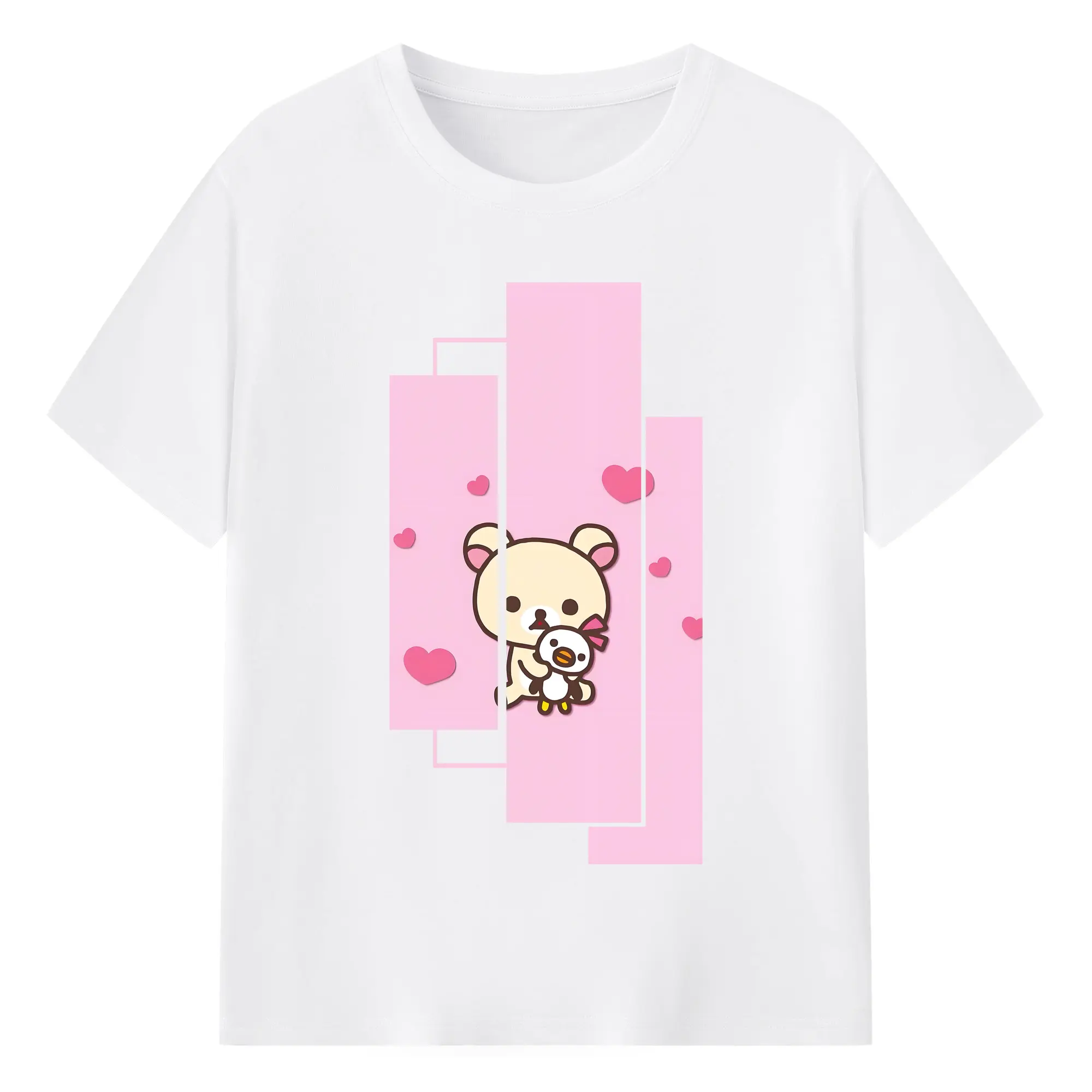 リラックマ (Rilakkuma) グッズ コリラックマ (Korirakkuma) - 綿100％ 半袖Tシャツ ・ フロントプリント ・ 快適 通気性 ・ 日常使い 散歩 スポーツ用