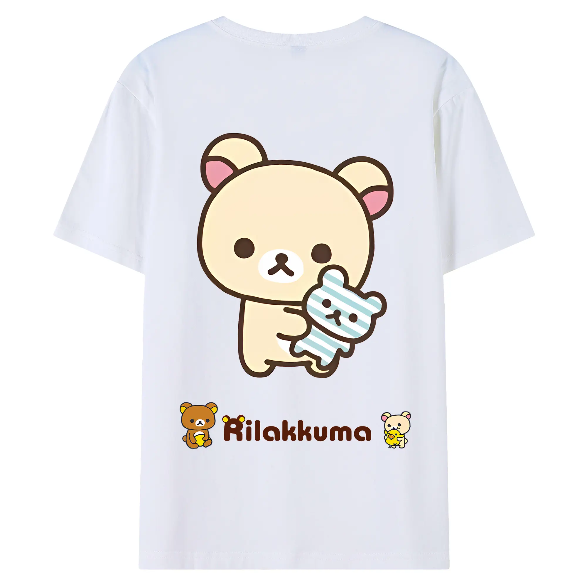 リラックマ (Rilakkuma) グッズ コリラックマ (Korirakkuma) - 綿100％ 半袖Tシャツ ・ バックプリント ・ 快適 通気性 ・ 日常使い 散歩 スポーツ用