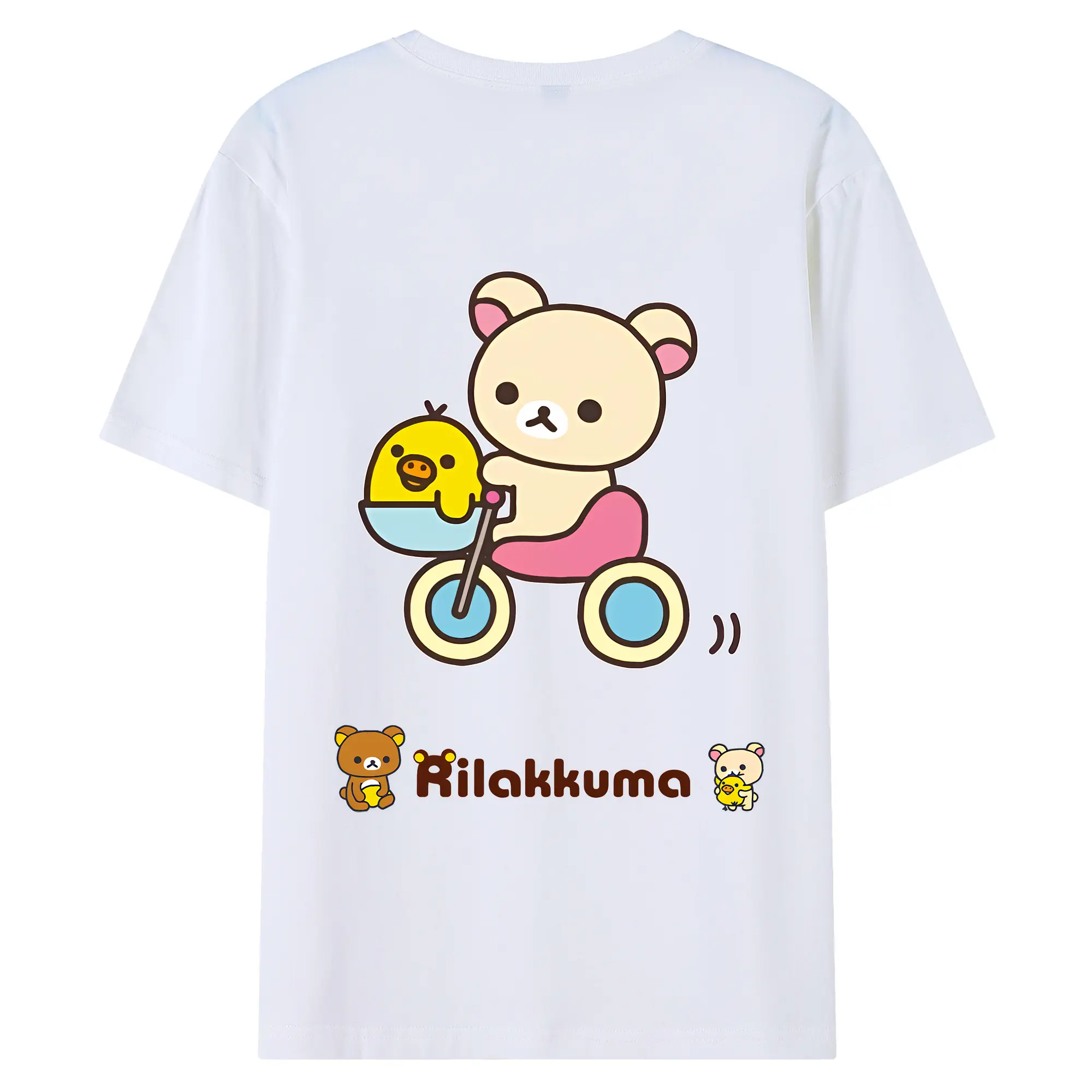 リラックマ (Rilakkuma) グッズ コリラックマ (Korirakkuma) - 綿100％ 半袖Tシャツ ・ バックプリント ・ 快適 通気性 ・ 日常使い 散歩 スポーツ用