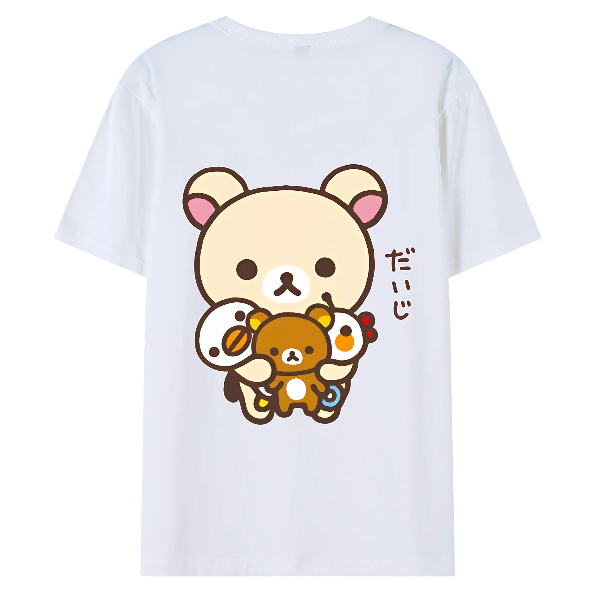 リラックマ (Rilakkuma) グッズ コリラックマ (Korirakkuma) - 綿100％ 半袖Tシャツ ・ バックプリント ・ 快適 通気性 ・ 日常使い 散歩 スポーツ用