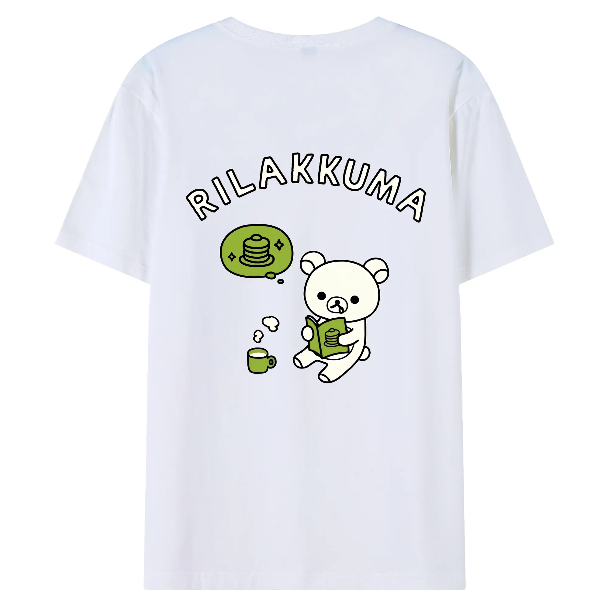 リラックマ (Rilakkuma) グッズ コリラックマ (Korirakkuma) - 綿100％ 半袖Tシャツ ・ バックプリント ・ 快適 通気性 ・ 日常使い 散歩 スポーツ用