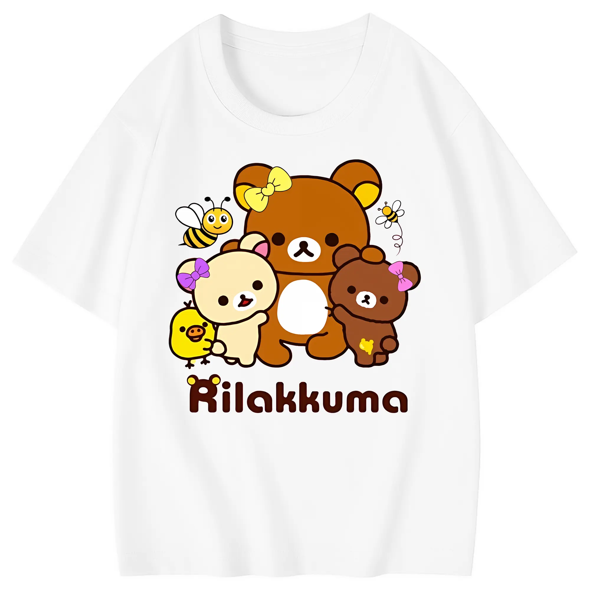 リラックマ (Rilakkuma) グッズ コリラックマ (Korirakkuma) - 綿100％ キッズTシャツ ・ フロントプリント ・ 快適 通気性 ・ スポーツ カジュアル 散歩用