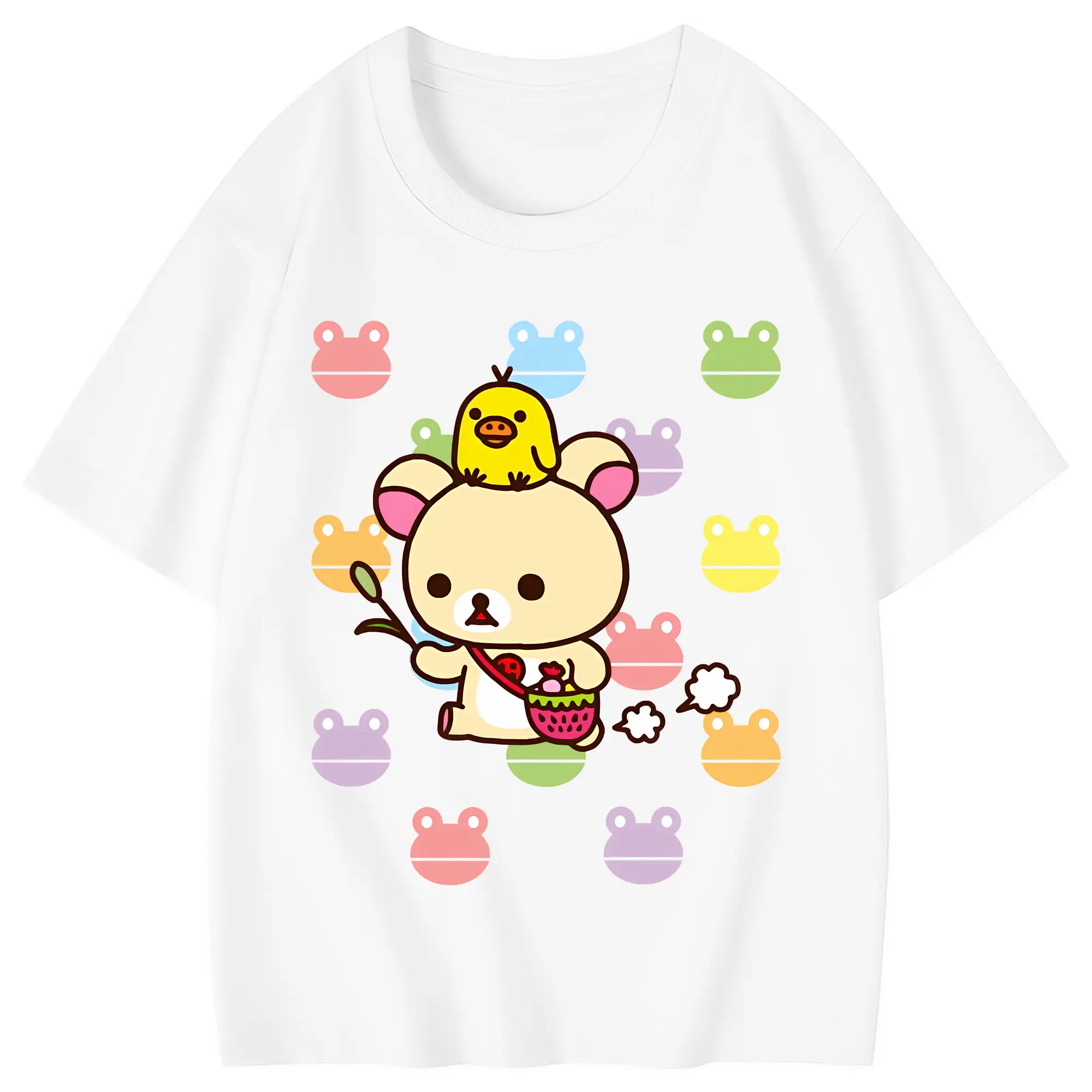 リラックマ (Rilakkuma) グッズ コリラックマ (Korirakkuma) - 綿100％ キッズTシャツ ・ フロントプリント ・ 快適 通気性 ・ スポーツ カジュアル 散歩用