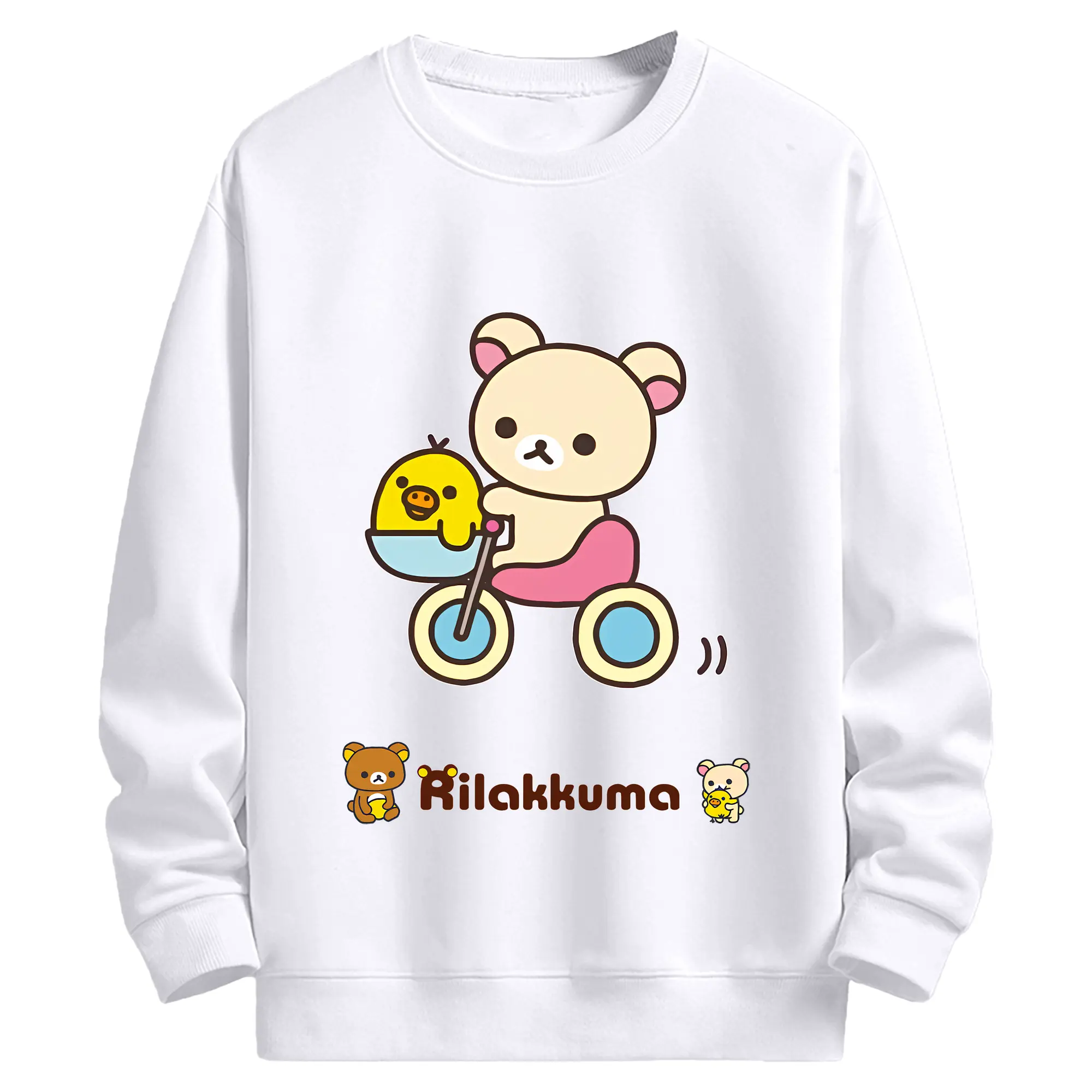 リラックマ (Rilakkuma) グッズ コリラックマ (Korirakkuma) - 高品質 クルーネック スウェット ・ コットン59％ ポリエステル41％ ・ ユニセックス 長袖 トレーナー ・ カジュアル デイリー スポーツ 散歩用