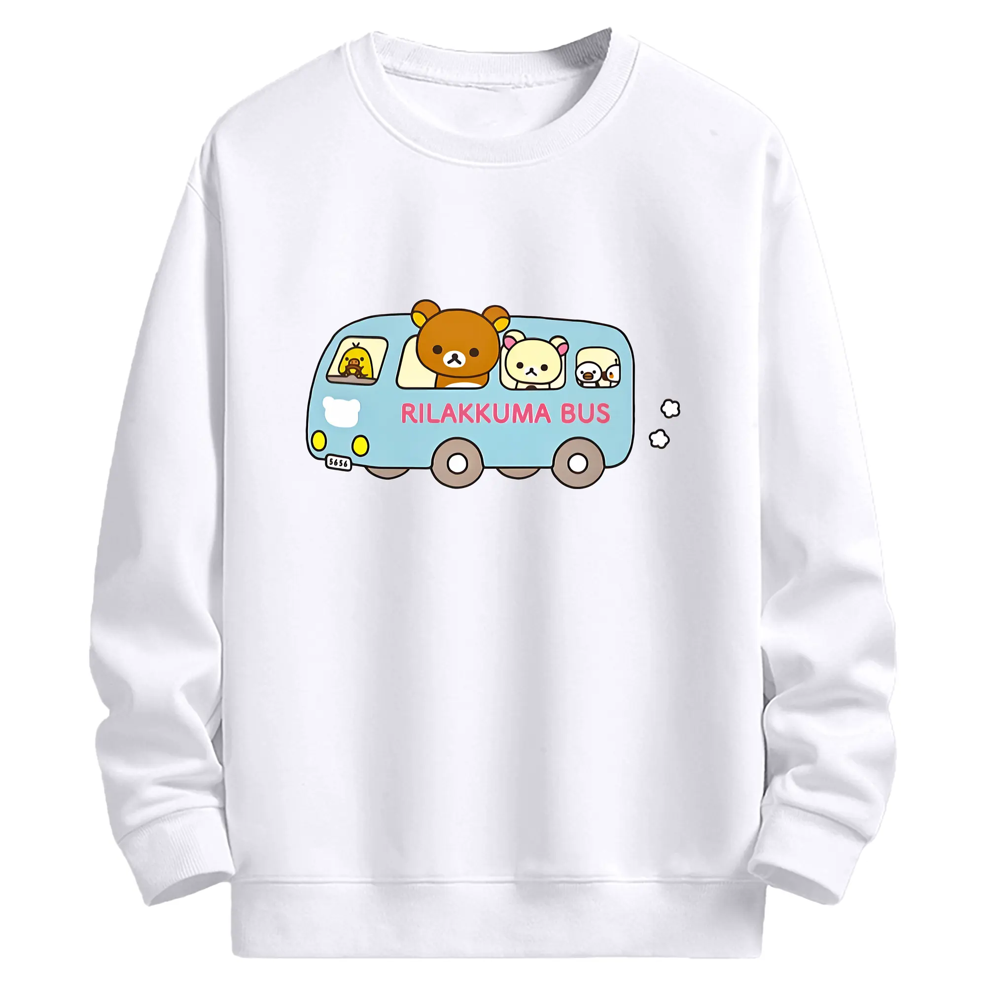 リラックマ (Rilakkuma) グッズ コリラックマ (Korirakkuma) - 高品質 クルーネック スウェット ・ コットン59％ ポリエステル41％ ・ ユニセックス 長袖 トレーナー ・ カジュアル デイリー スポーツ 散歩用