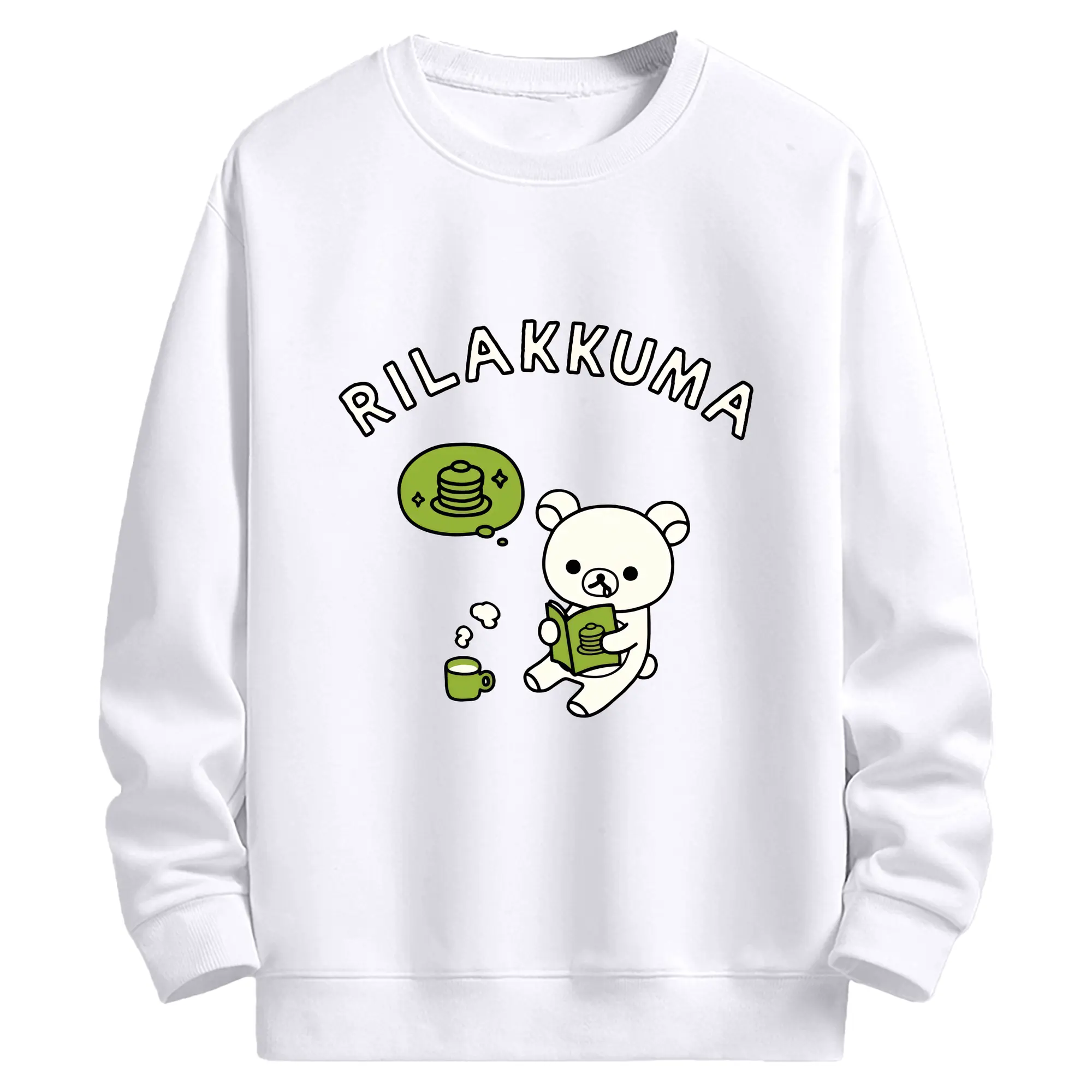 リラックマ (Rilakkuma) グッズ コリラックマ (Korirakkuma) - 高品質 クルーネック スウェット ・ コットン59％ ポリエステル41％ ・ ユニセックス 長袖 トレーナー ・ カジュアル デイリー スポーツ 散歩用