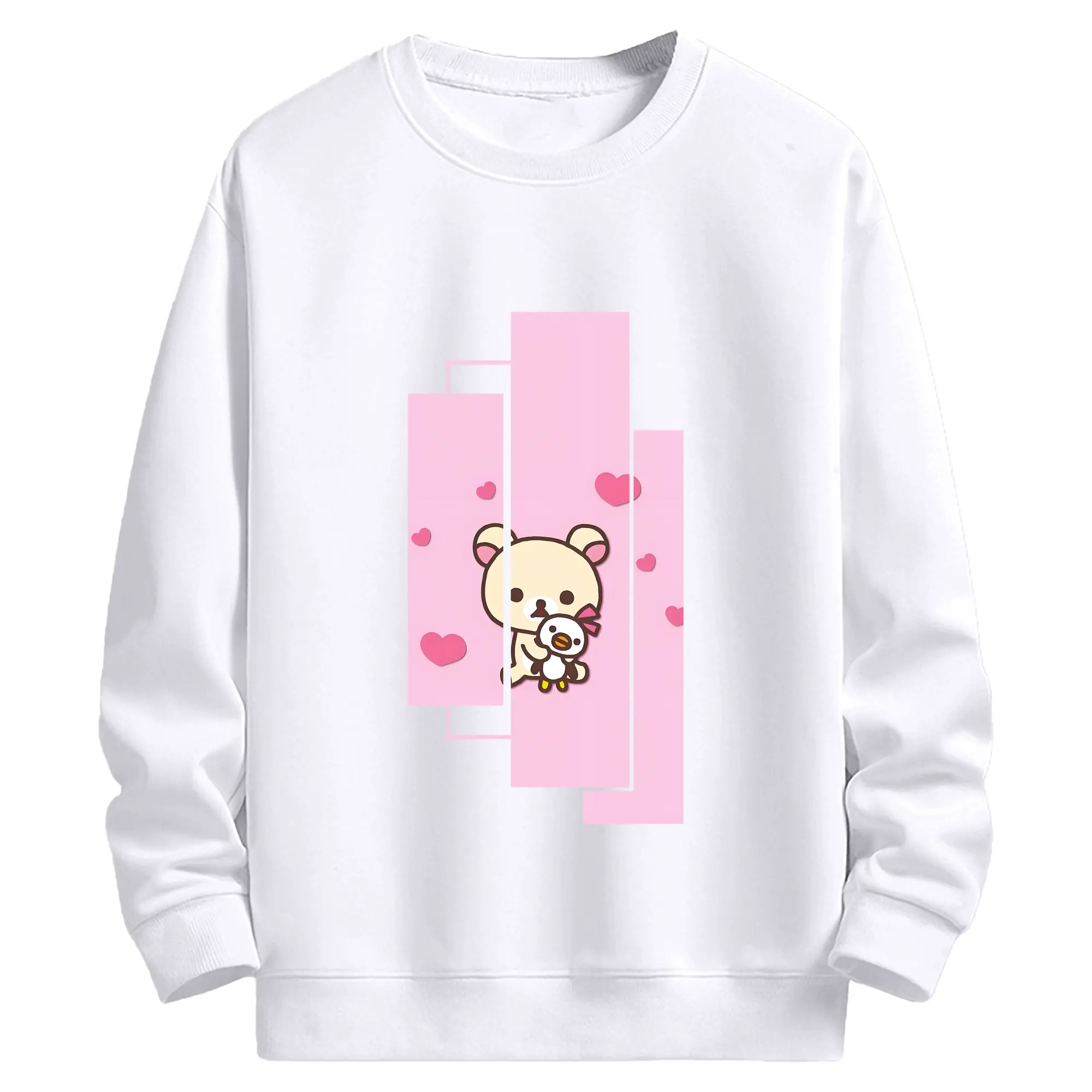 リラックマ (Rilakkuma) グッズ コリラックマ (Korirakkuma) - 高品質 クルーネック スウェット ・ コットン59％ ポリエステル41％ ・ ユニセックス 長袖 トレーナー ・ カジュアル デイリー スポーツ 散歩用