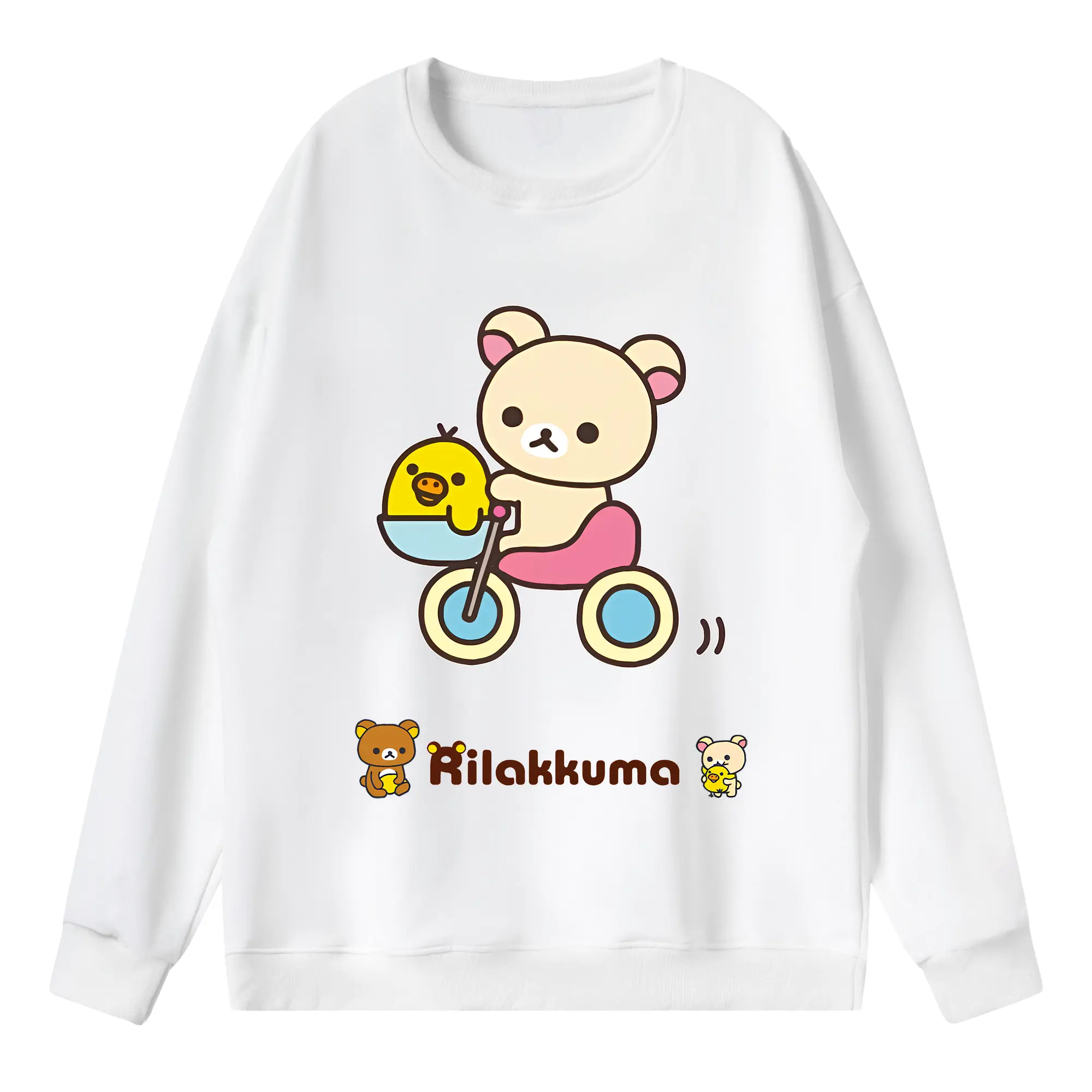 リラックマ (Rilakkuma) グッズ コリラックマ (Korirakkuma) - 薄手 クルーネック スウェット 裏毛260g · ポリエステル 春秋向け カジュアル 男女兼用 · トレーナー デイリー スポーツ 散歩に最適
