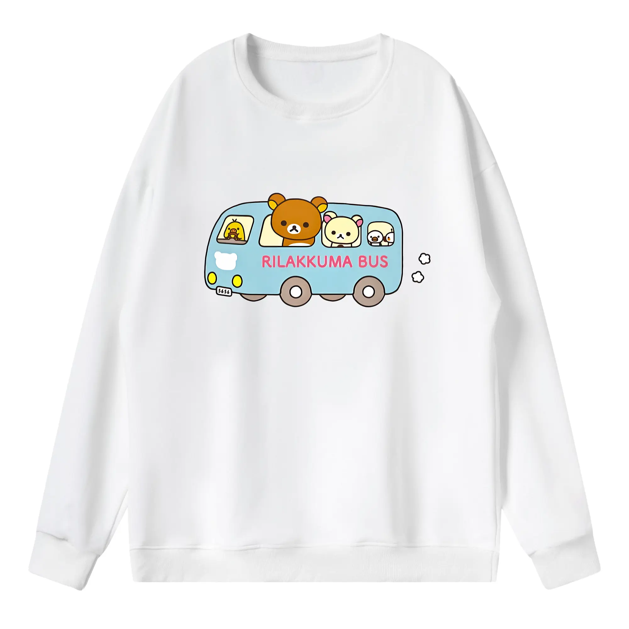 リラックマ (Rilakkuma) グッズ コリラックマ (Korirakkuma) - 薄手 クルーネック スウェット 裏毛260g · ポリエステル 春秋向け カジュアル 男女兼用 · トレーナー デイリー スポーツ 散歩に最適