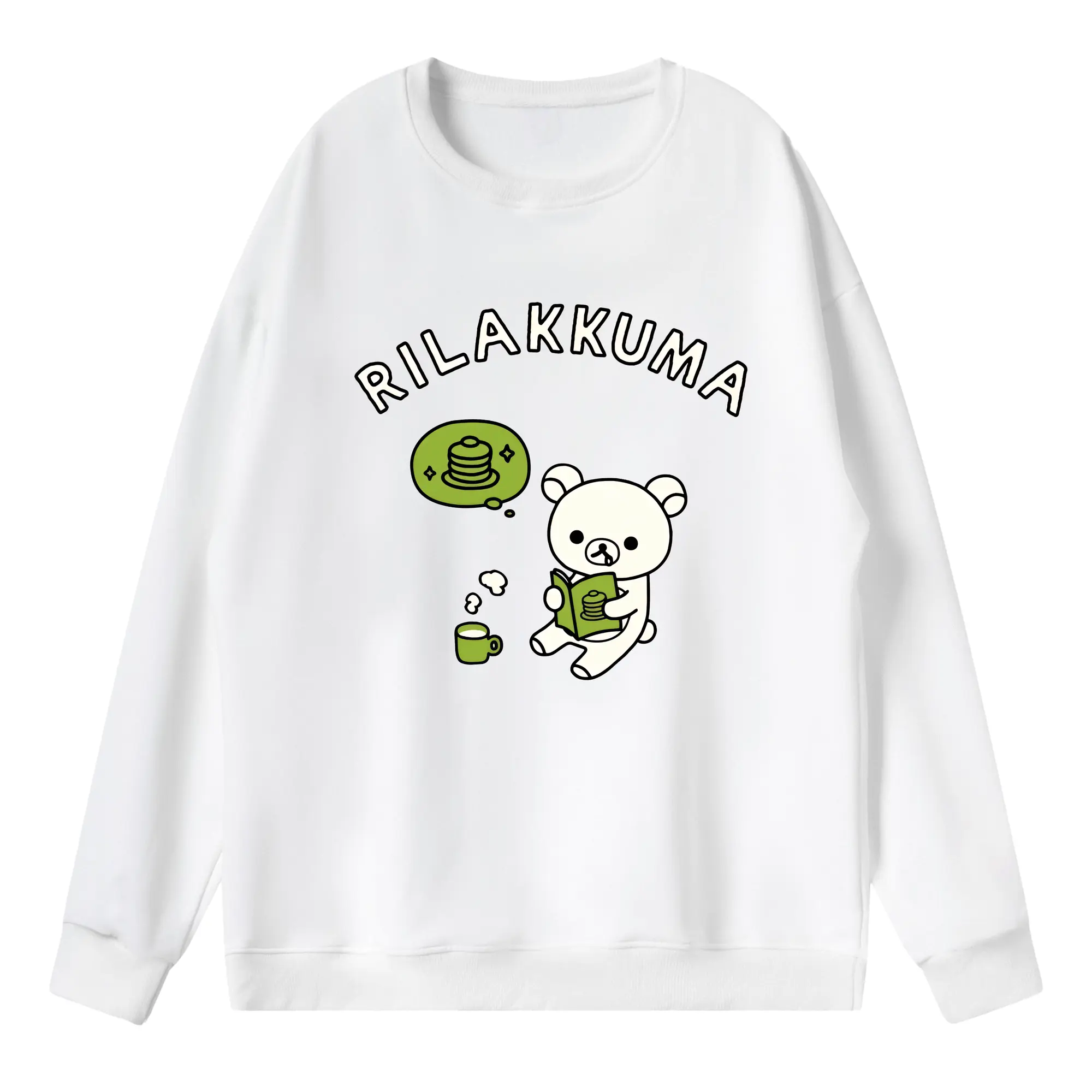 リラックマ (Rilakkuma) グッズ コリラックマ (Korirakkuma) - 薄手 クルーネック スウェット 裏毛260g · ポリエステル 春秋向け カジュアル 男女兼用 · トレーナー デイリー スポーツ 散歩に最適