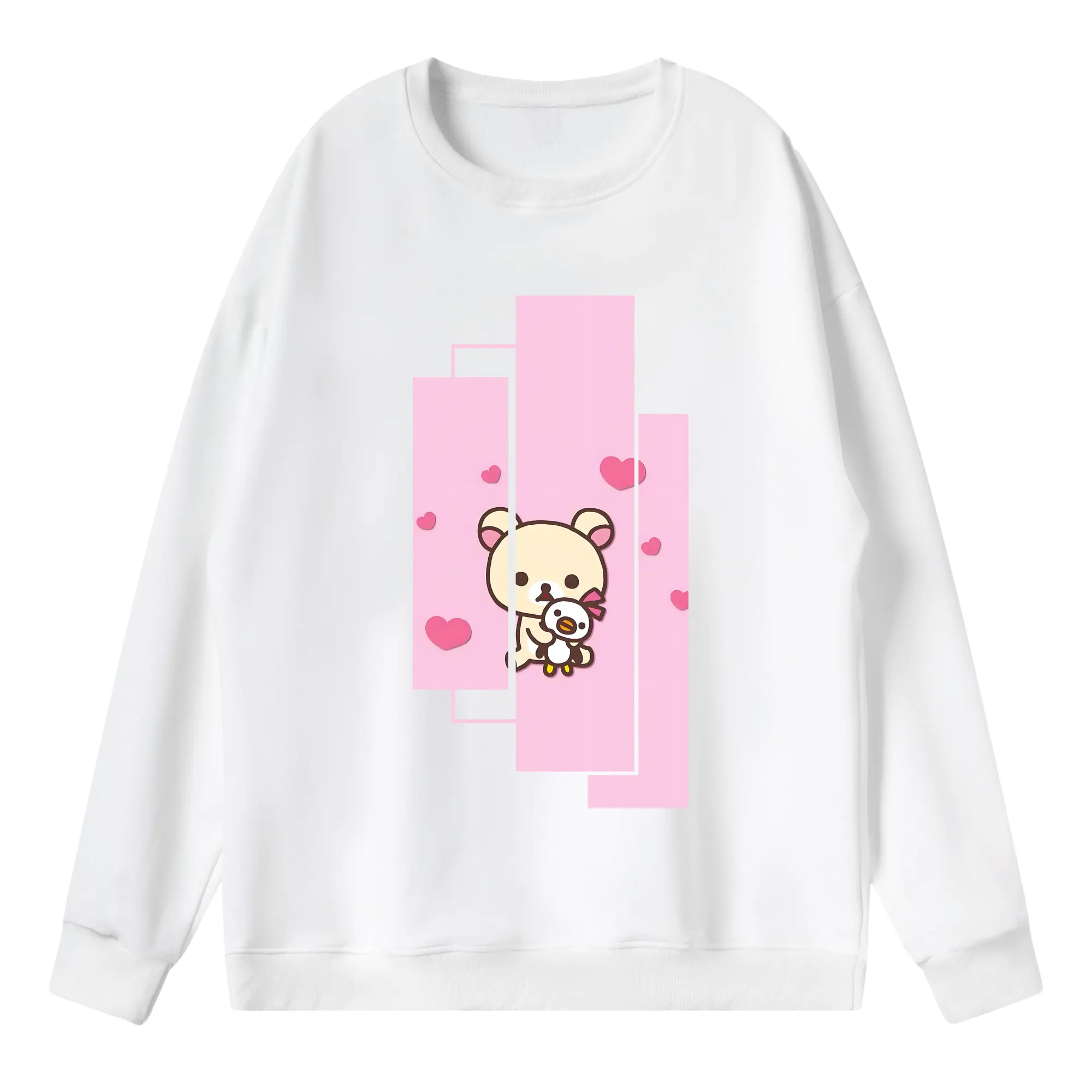 リラックマ (Rilakkuma) グッズ コリラックマ (Korirakkuma) - 薄手 クルーネック スウェット 裏毛260g · ポリエステル 春秋向け カジュアル 男女兼用 · トレーナー デイリー スポーツ 散歩に最適