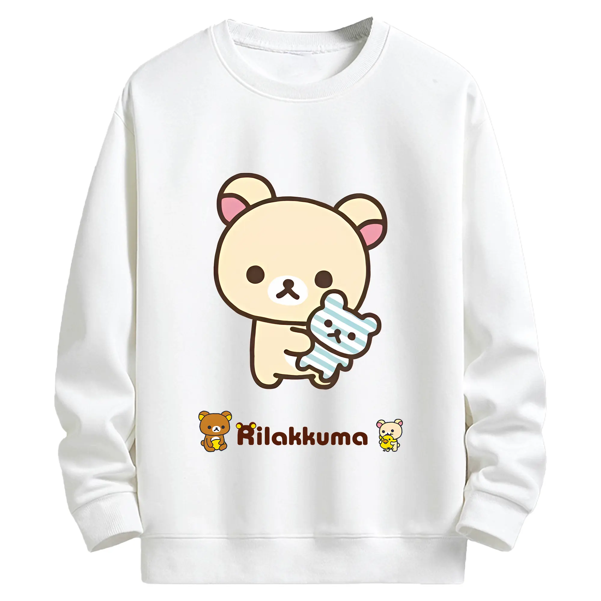リラックマ (Rilakkuma) グッズ コリラックマ (Korirakkuma) - キッズ クルーネックスウェットシャツ ・ フロントプリント ・ 綿80％ ポリエステル20％ ・ 快適 通学 スポーツ 日常使い お散歩用