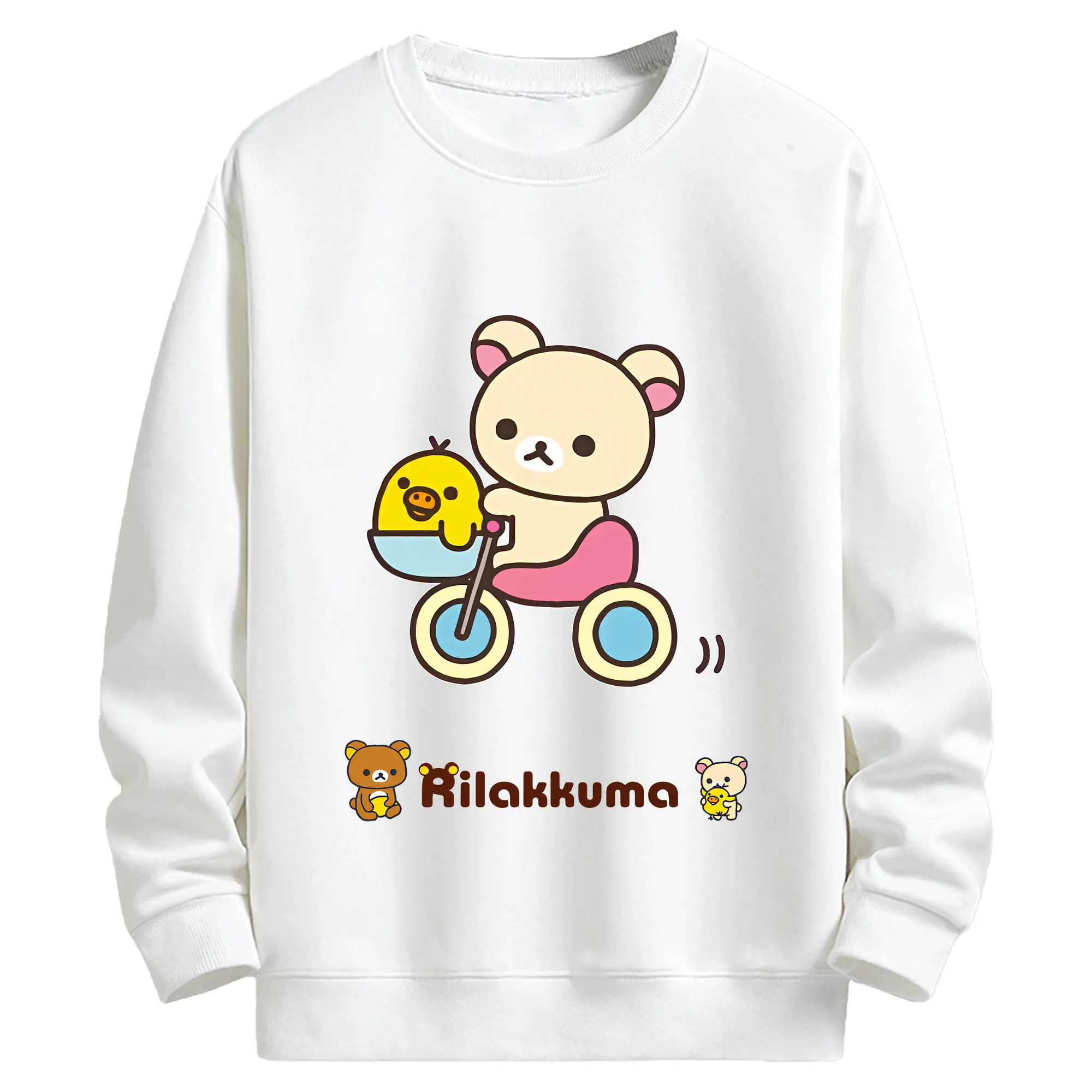 リラックマ (Rilakkuma) グッズ コリラックマ (Korirakkuma) - キッズ クルーネックスウェットシャツ ・ フロントプリント ・ 綿80％ ポリエステル20％ ・ 快適 通学 スポーツ 日常使い お散歩用
