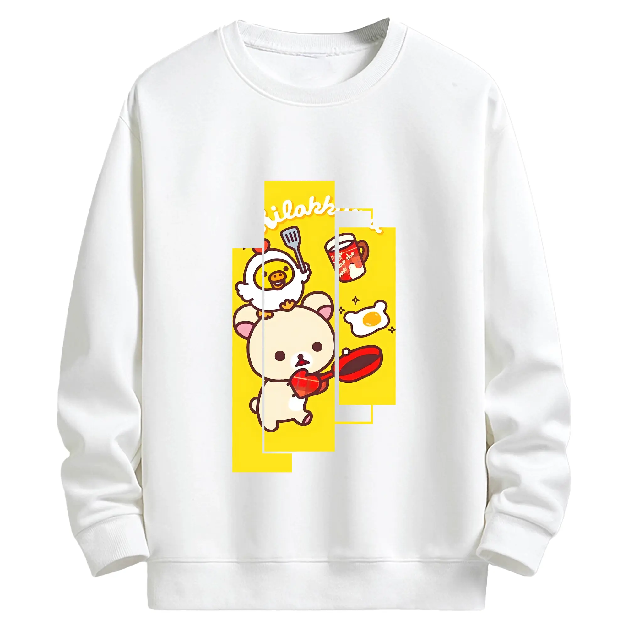 リラックマ (Rilakkuma) グッズ コリラックマ (Korirakkuma) - キッズ クルーネックスウェットシャツ ・ フロントプリント ・ 綿80％ ポリエステル20％ ・ 快適 通学 スポーツ 日常使い お散歩用