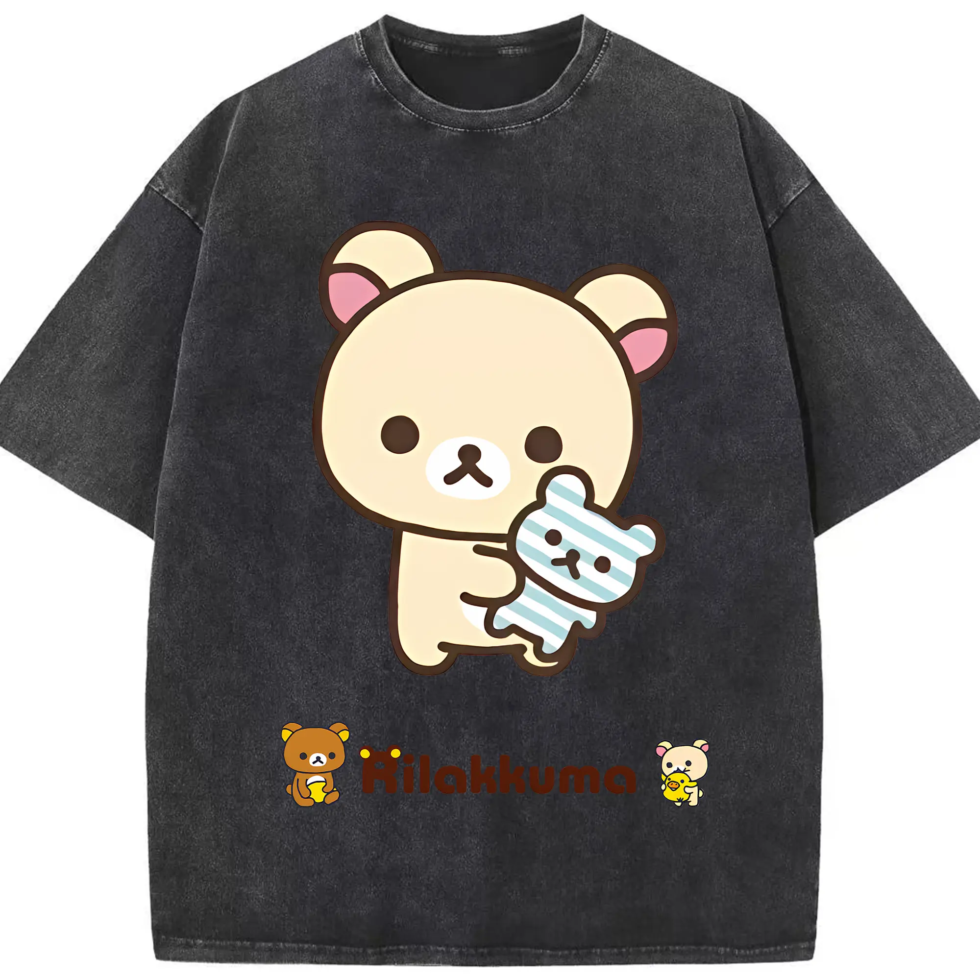 リラックマ (Rilakkuma) グッズ コリラックマ (Korirakkuma) - 綿100％ ヴィンテージ風 半袖Tシャツ ・ フロントプリント ・ 柔らか肌触り ・ 通気性 快適 ・ スポーツ カジュアル 外出用