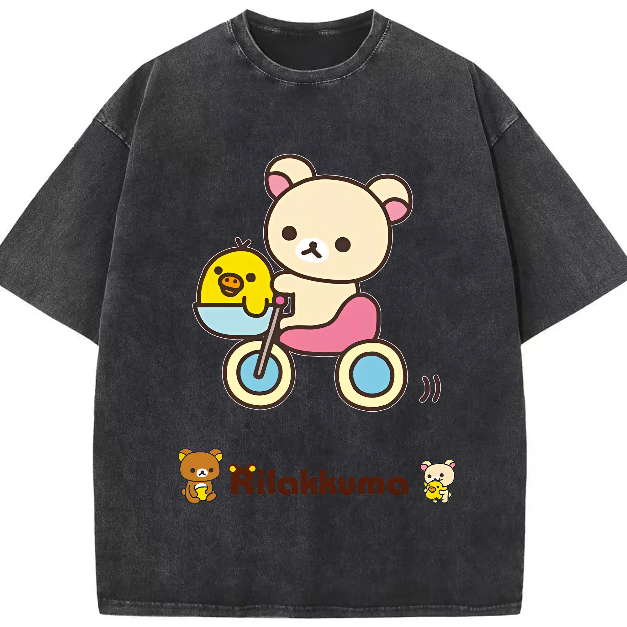 リラックマ (Rilakkuma) グッズ コリラックマ (Korirakkuma) - 綿100％ ヴィンテージ風 半袖Tシャツ ・ フロントプリント ・ 柔らか肌触り ・ 通気性 快適 ・ スポーツ カジュアル 外出用