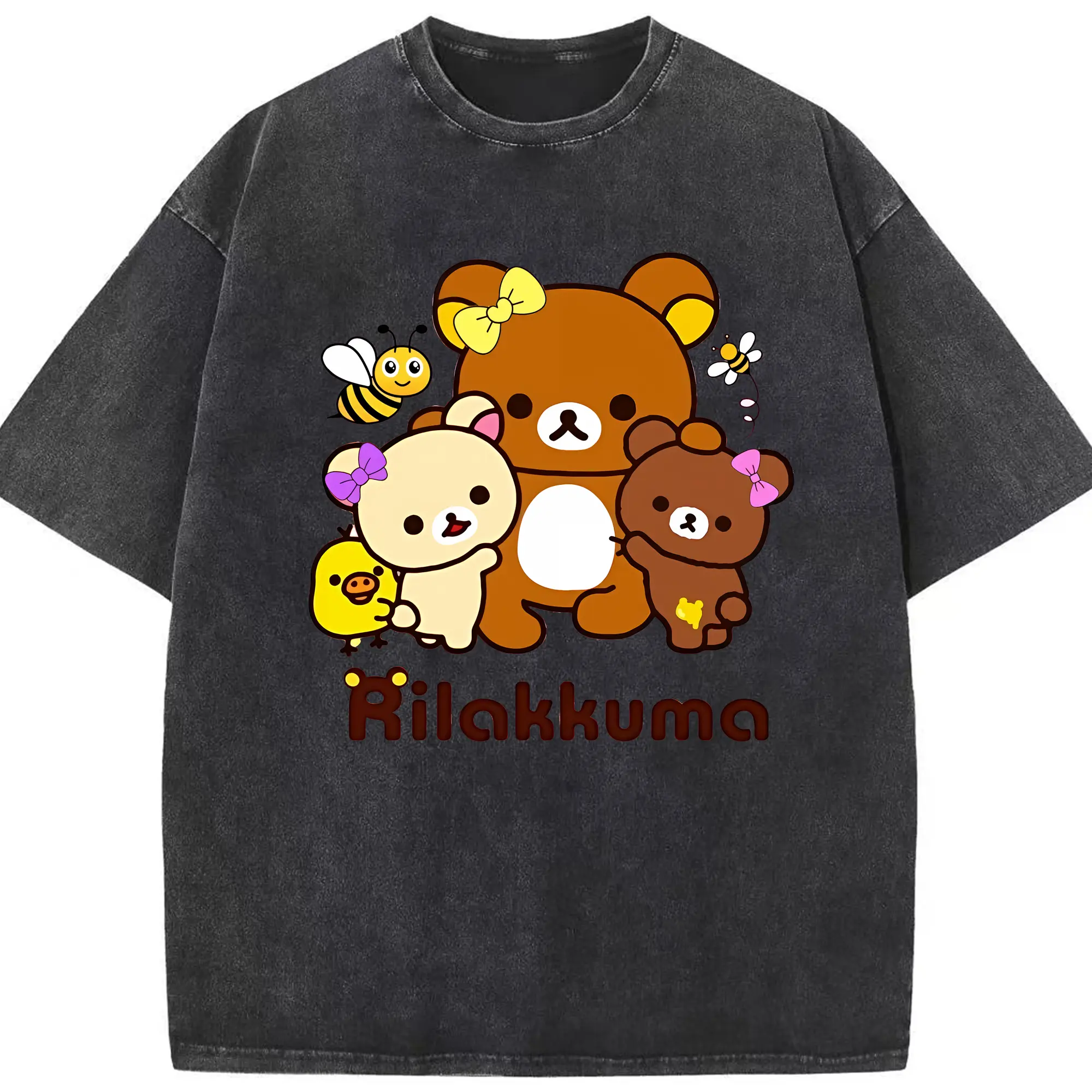 リラックマ (Rilakkuma) グッズ コリラックマ (Korirakkuma) - 綿100％ ヴィンテージ風 半袖Tシャツ ・ フロントプリント ・ 柔らか肌触り ・ 通気性 快適 ・ スポーツ カジュアル 外出用