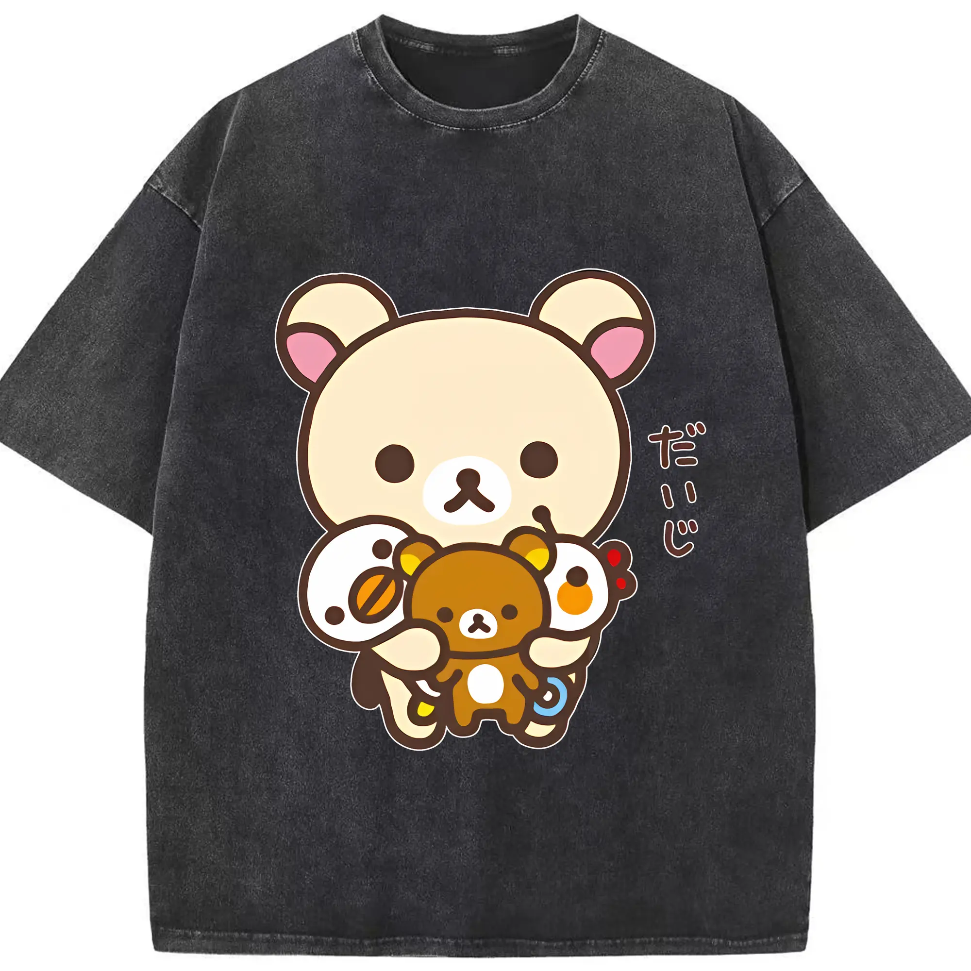 リラックマ (Rilakkuma) グッズ コリラックマ (Korirakkuma) - 綿100％ ヴィンテージ風 半袖Tシャツ ・ フロントプリント ・ 柔らか肌触り ・ 通気性 快適 ・ スポーツ カジュアル 外出用