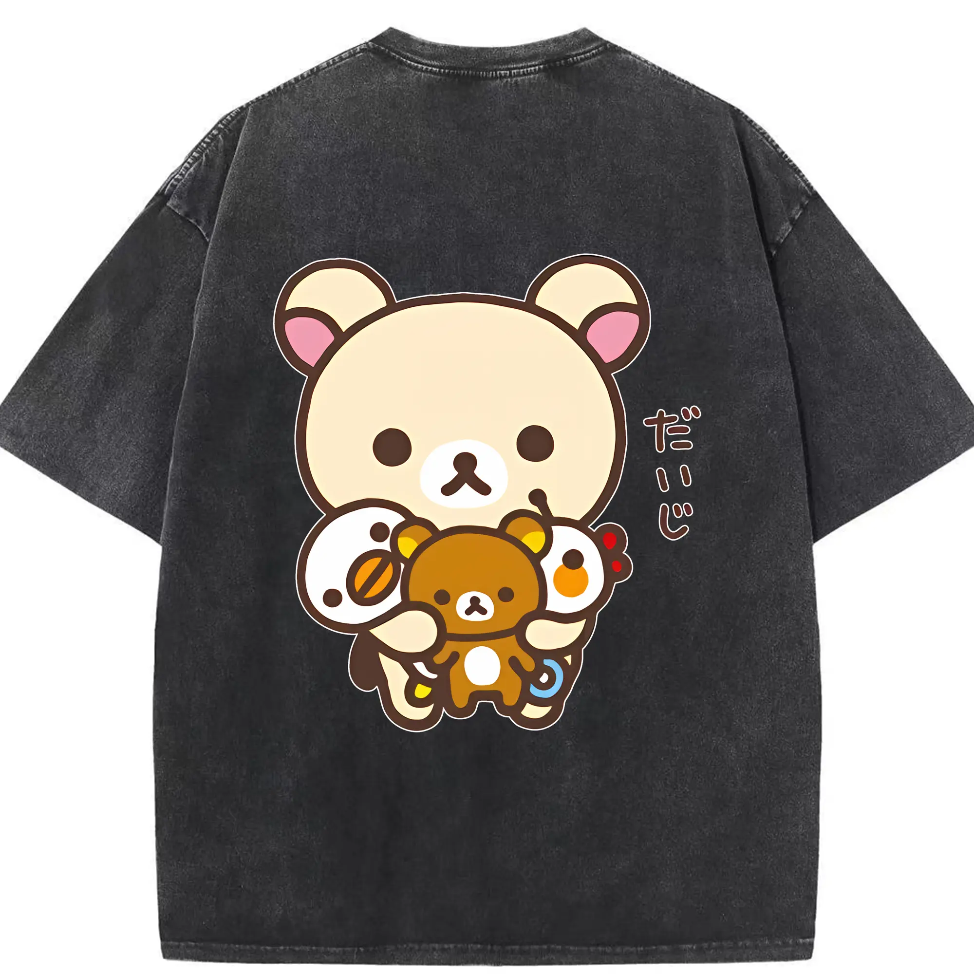 リラックマ (Rilakkuma) グッズ コリラックマ (Korirakkuma) - 綿100％ ヴィンテージ風 半袖Tシャツ ・ 背面プリント ・ 柔らか肌触り ・ 通気性 快適 ・ スポーツ カジュアル 外出用