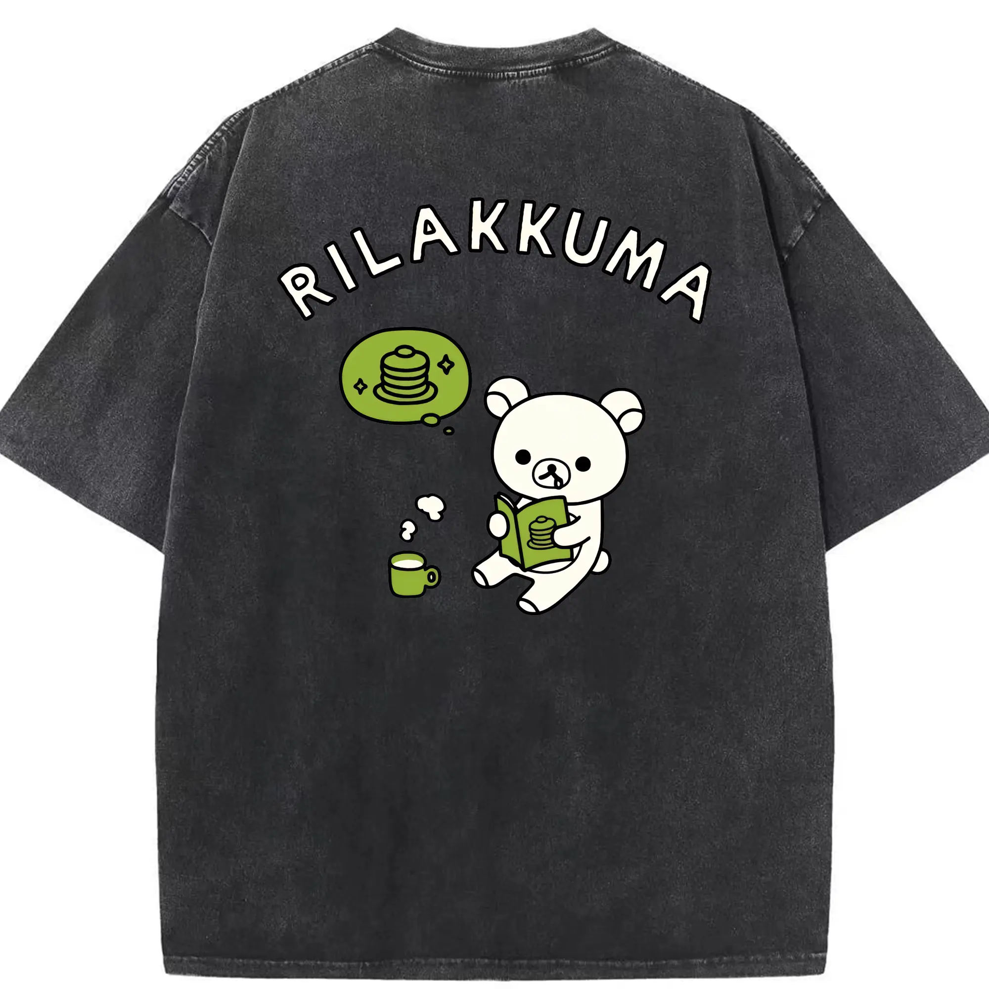 リラックマ (Rilakkuma) グッズ コリラックマ (Korirakkuma) - 綿100％ ヴィンテージ風 半袖Tシャツ ・ 背面プリント ・ 柔らか肌触り ・ 通気性 快適 ・ スポーツ カジュアル 外出用