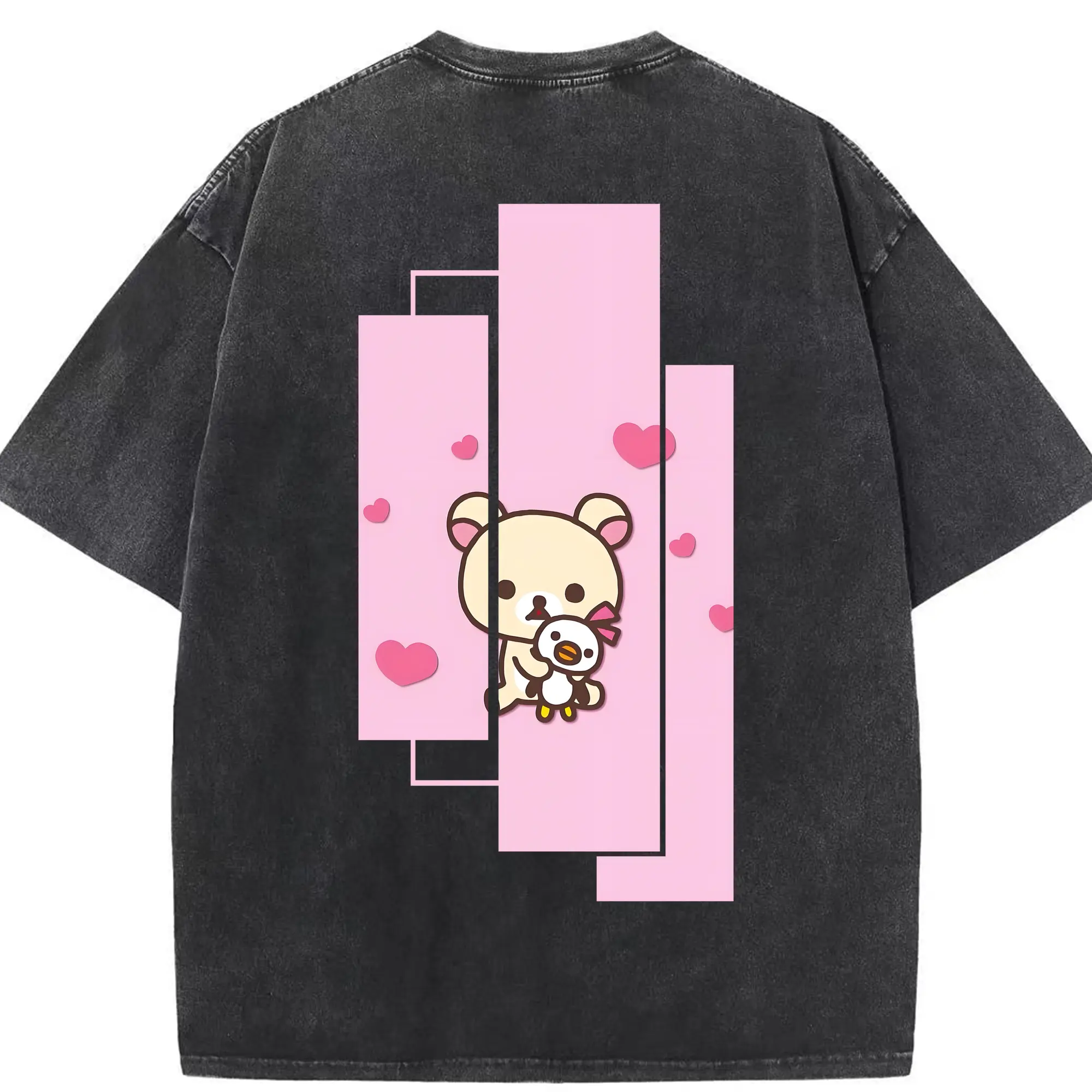 リラックマ (Rilakkuma) グッズ コリラックマ (Korirakkuma) - 綿100％ ヴィンテージ風 半袖Tシャツ ・ 背面プリント ・ 柔らか肌触り ・ 通気性 快適 ・ スポーツ カジュアル 外出用