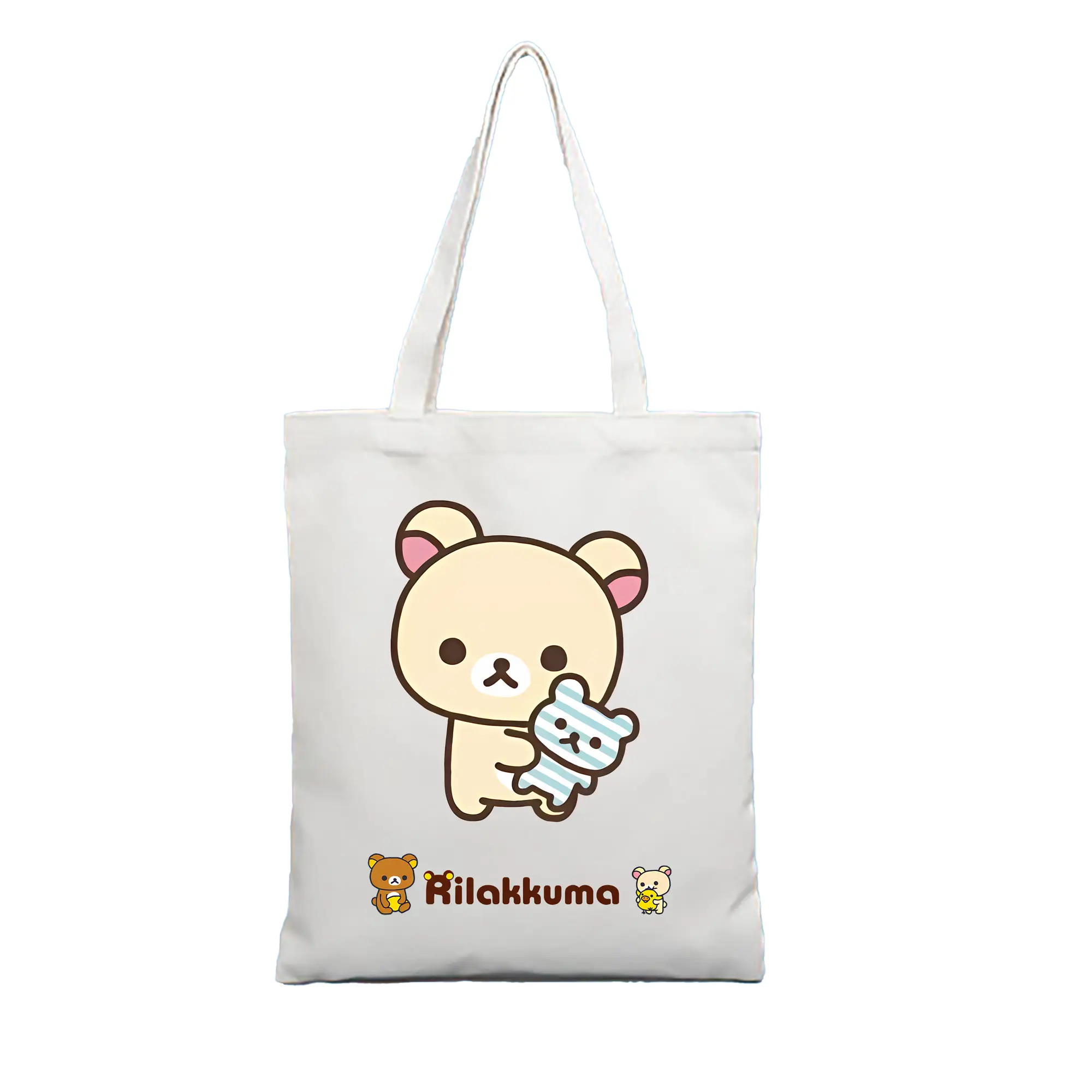 リラックマ (Rilakkuma) グッズ コリラックマ (Korirakkuma) - 縦型キャンバス手提げバッグ（トートバッグ） ・ キャンバス素材 ・ ショッピング用 ・ 軽量 丈夫 お手入れ簡単