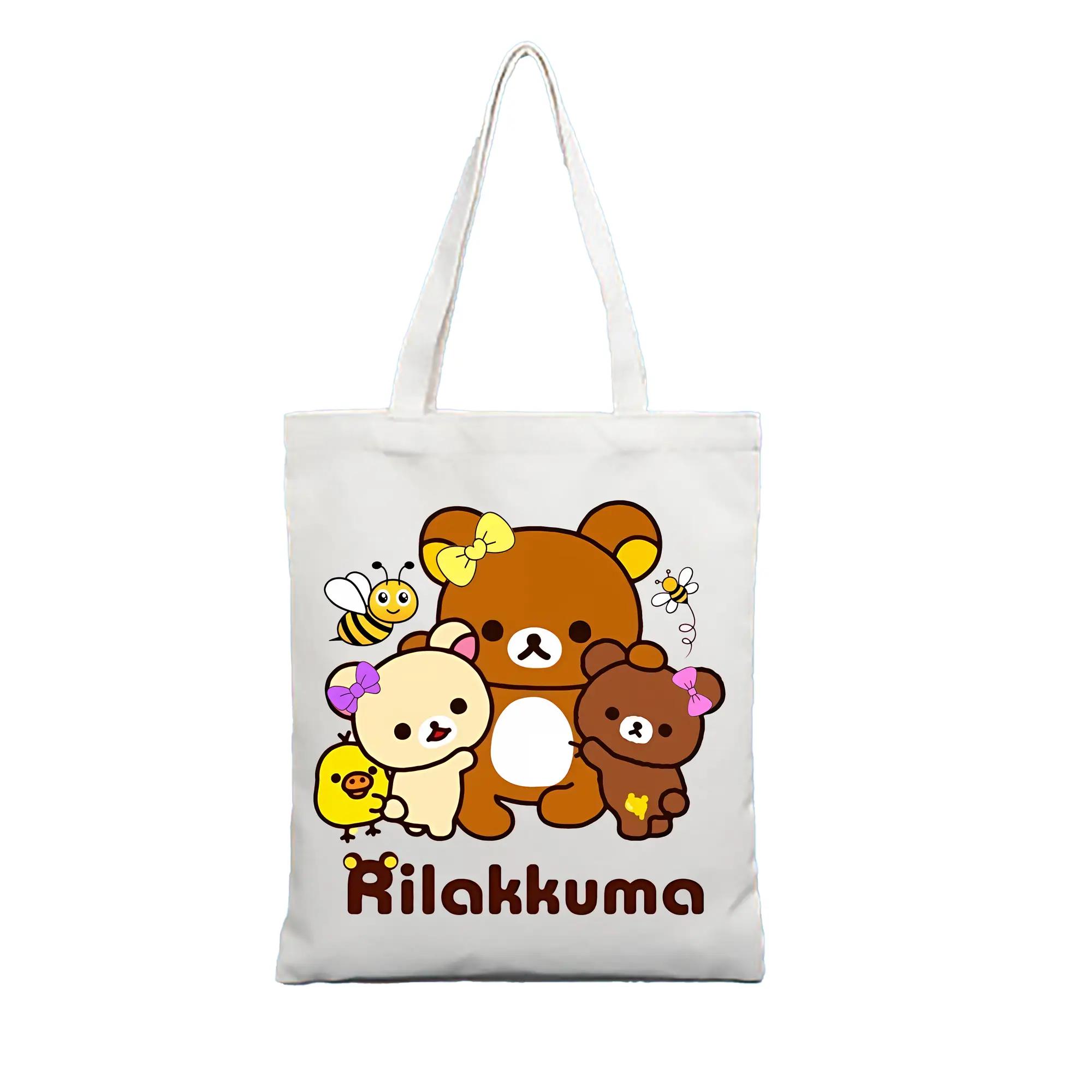 リラックマ (Rilakkuma) グッズ コリラックマ (Korirakkuma) - 縦型キャンバス手提げバッグ（トートバッグ） ・ キャンバス素材 ・ ショッピング用 ・ 軽量 丈夫 お手入れ簡単