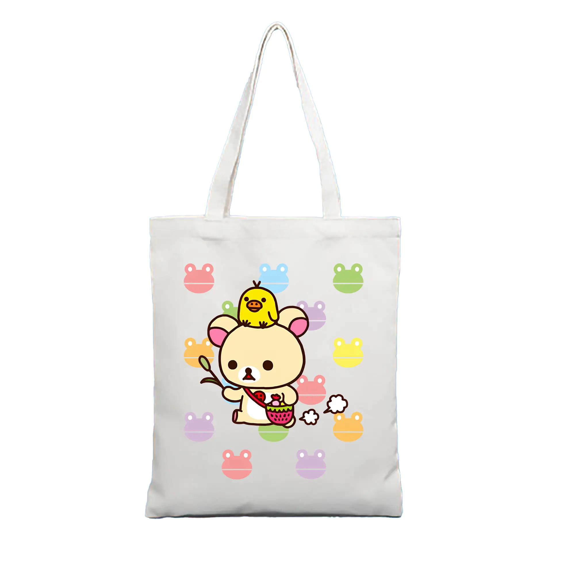 リラックマ (Rilakkuma) グッズ コリラックマ (Korirakkuma) - 縦型キャンバス手提げバッグ（トートバッグ） ・ キャンバス素材 ・ ショッピング用 ・ 軽量 丈夫 お手入れ簡単