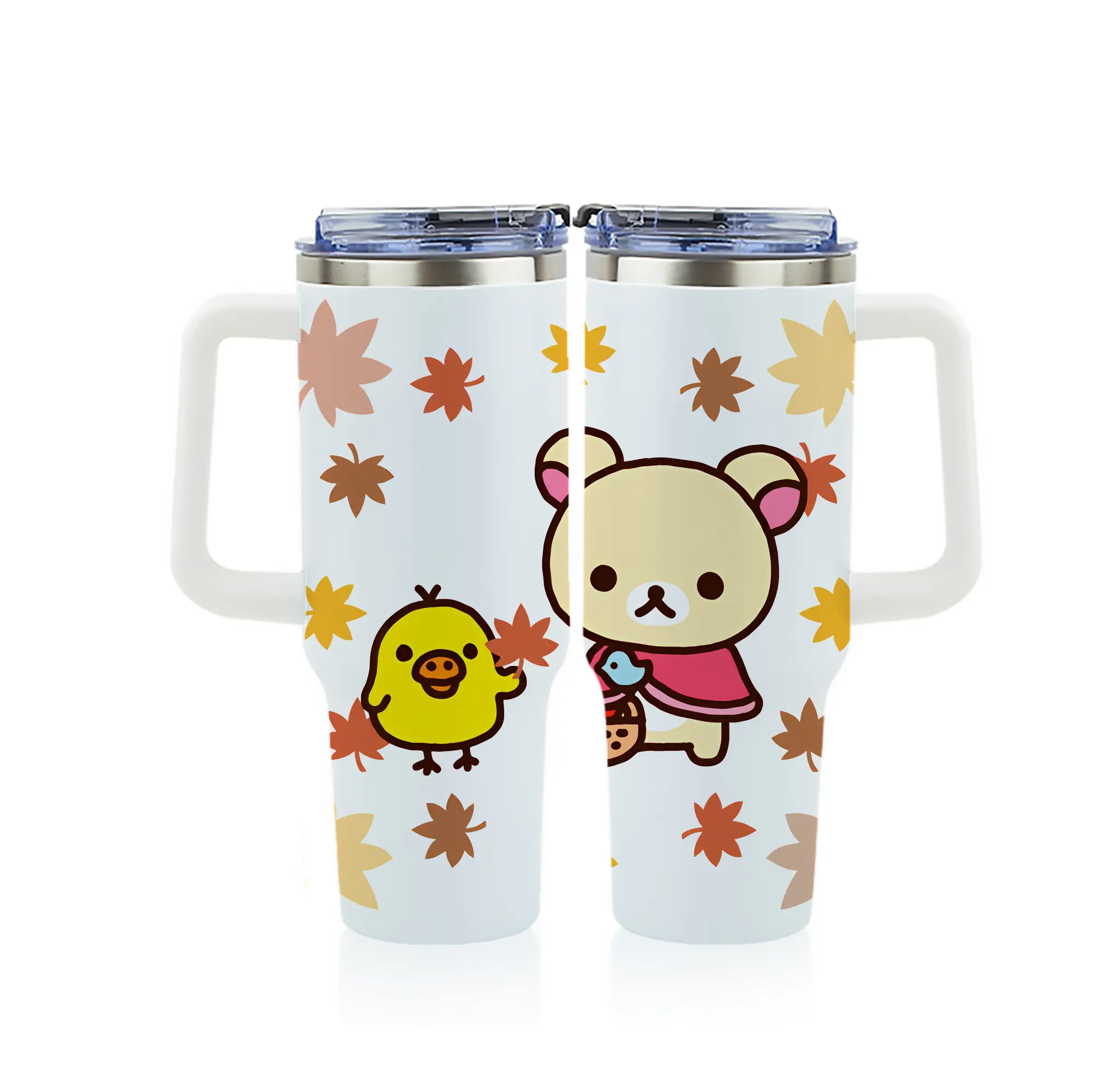 リラックマ (Rilakkuma) グッズ キイロイトリ (Kiiroitori) - 1200mL フルプリント車用タンブラー ・ 304ステンレス 内側 ・ 201ステンレス 外側 ・ 保温 保冷 ・ 通勤 ドライブ アウトドア用