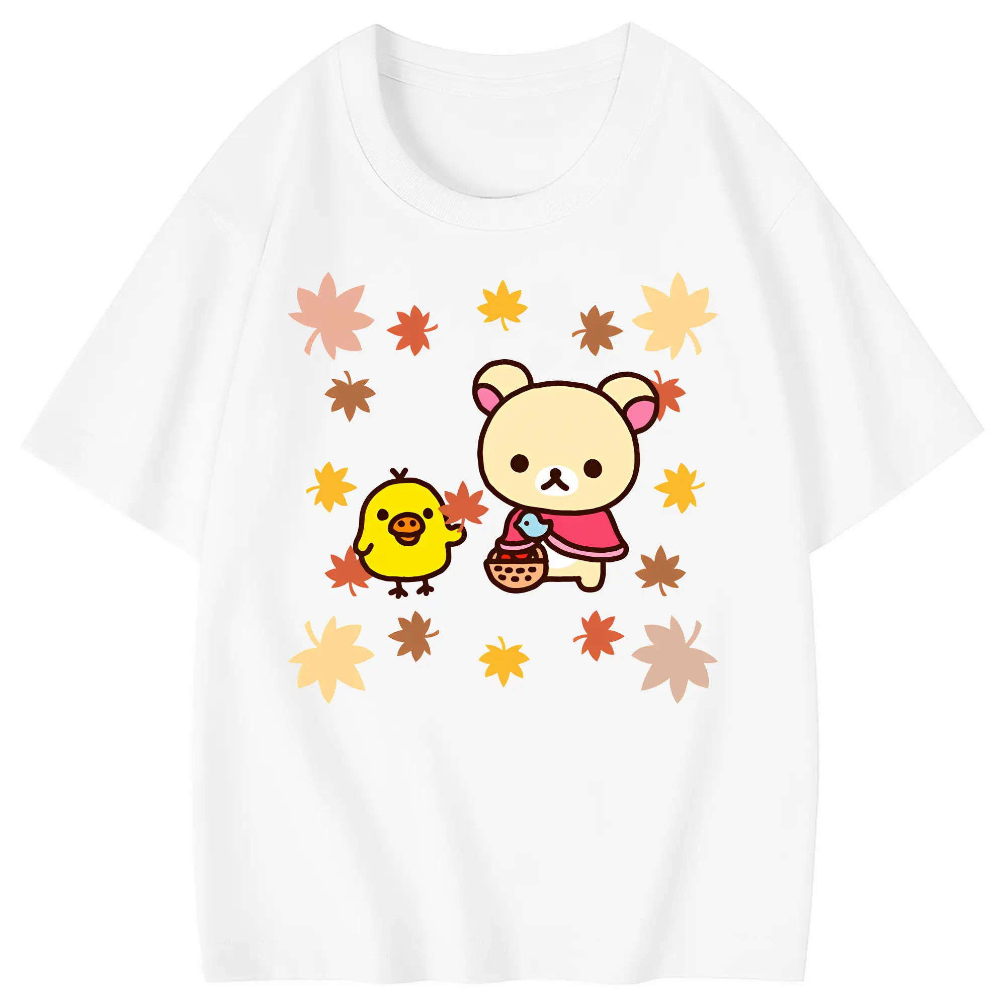 リラックマ (Rilakkuma) グッズ キイロイトリ (Kiiroitori) - 綿100％ キッズTシャツ ・ フロントプリント ・ 快適 通気性 ・ スポーツ カジュアル 散歩用