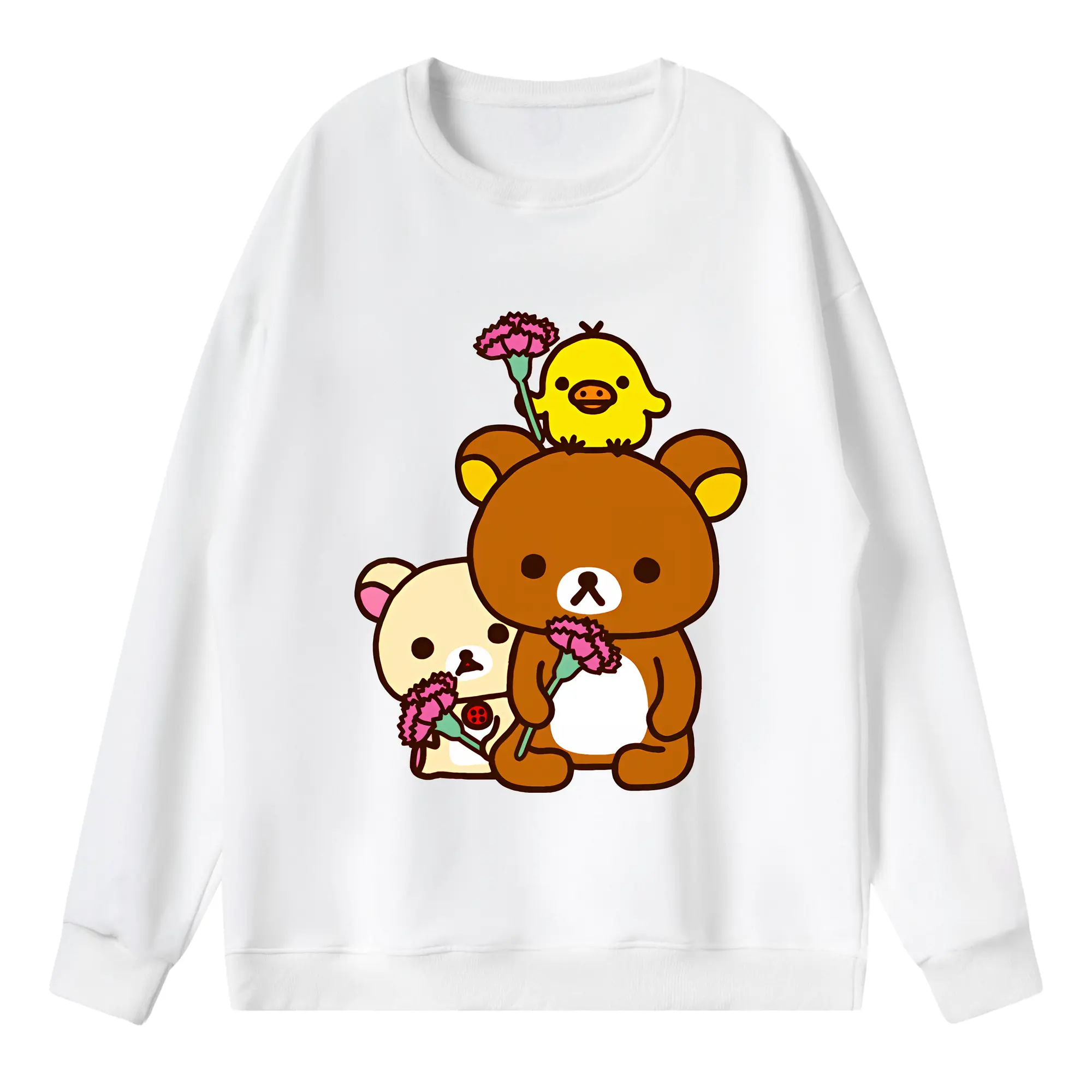 リラックマ (Rilakkuma) グッズ キイロイトリ (Kiiroitori) - 薄手 クルーネック スウェット 裏毛260g · ポリエステル 春秋向け カジュアル 男女兼用 · トレーナー デイリー スポーツ 散歩に最適