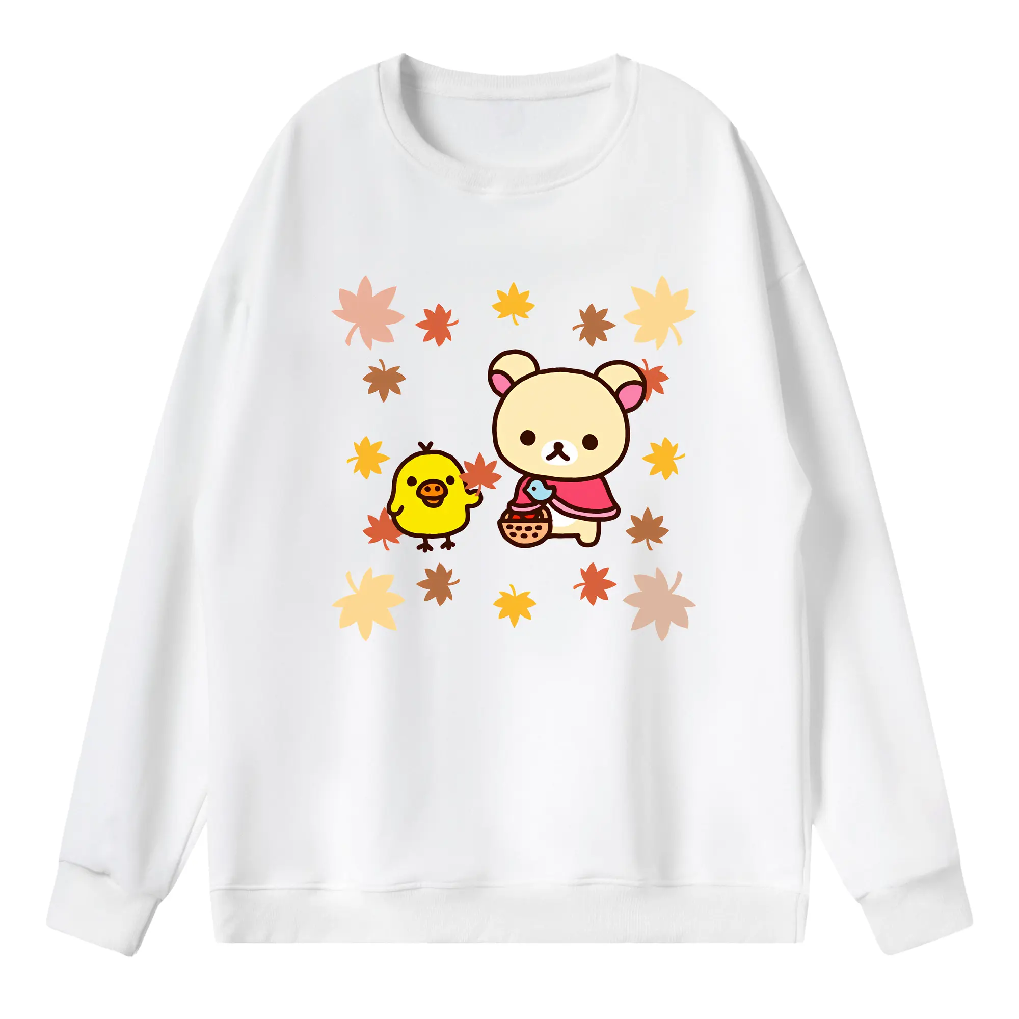 リラックマ (Rilakkuma) グッズ キイロイトリ (Kiiroitori) - 薄手 クルーネック スウェット 裏毛260g · ポリエステル 春秋向け カジュアル 男女兼用 · トレーナー デイリー スポーツ 散歩に最適