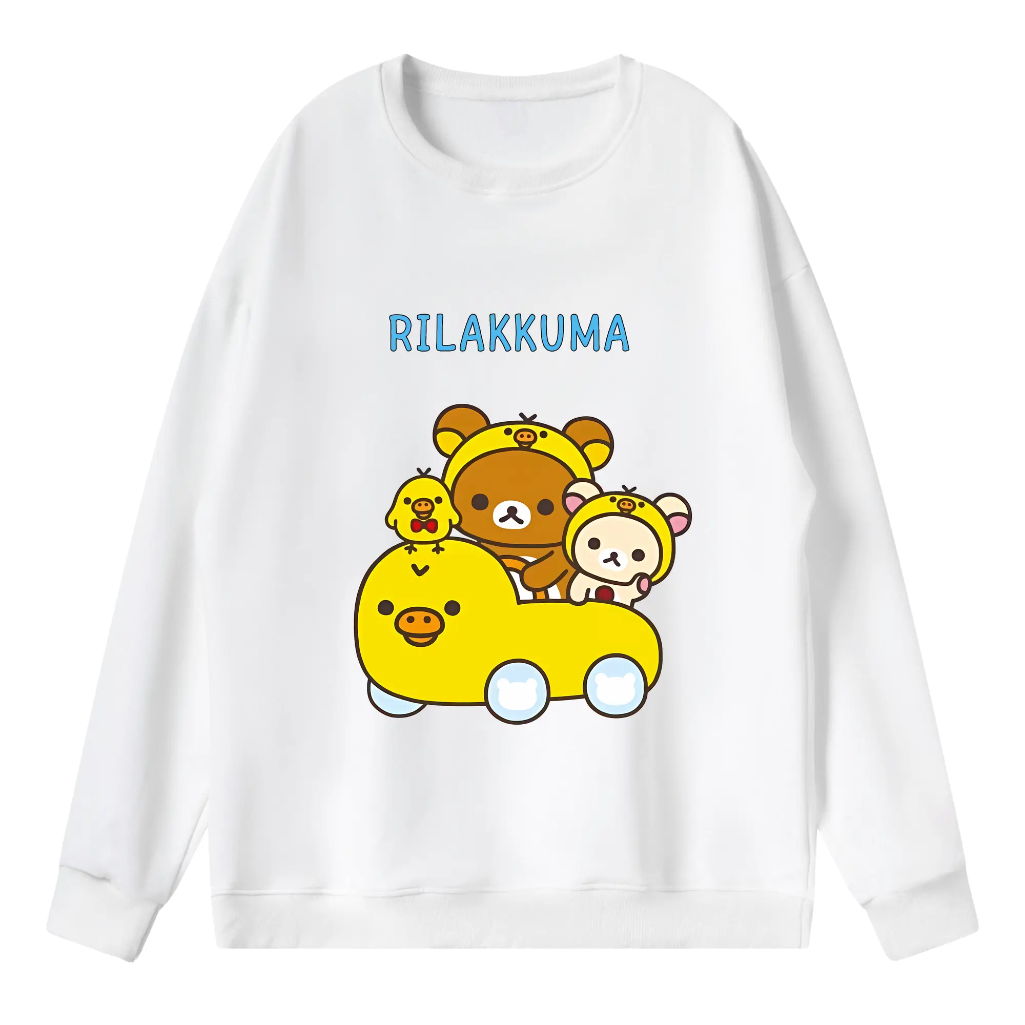 リラックマ (Rilakkuma) グッズ キイロイトリ (Kiiroitori) - 薄手 クルーネック スウェット 裏毛260g · ポリエステル 春秋向け カジュアル 男女兼用 · トレーナー デイリー スポーツ 散歩に最適