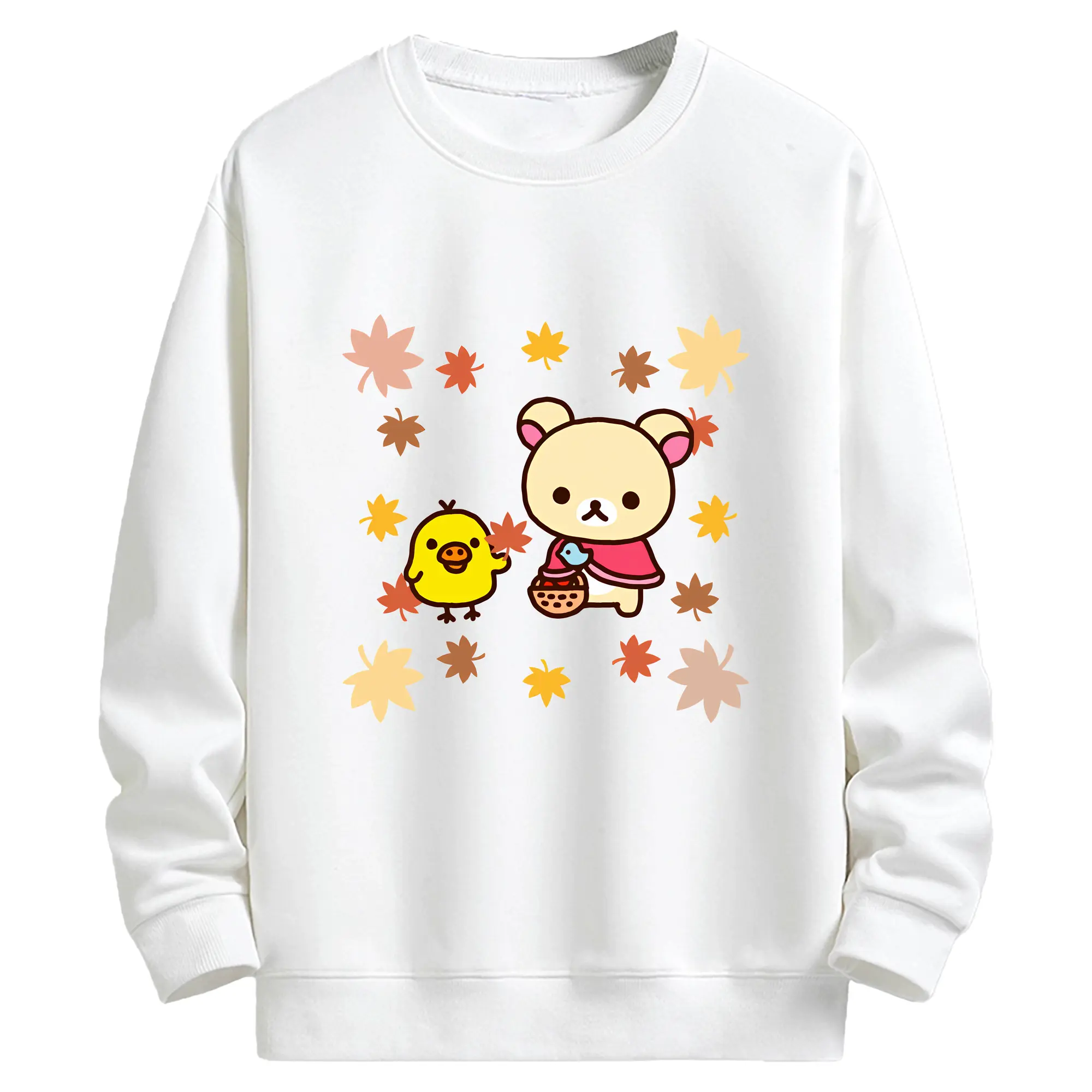 リラックマ (Rilakkuma) グッズ キイロイトリ (Kiiroitori) - キッズ クルーネックスウェットシャツ ・ フロントプリント ・ 綿80％ ポリエステル20％ ・ 快適 通学 スポーツ 日常使い お散歩用