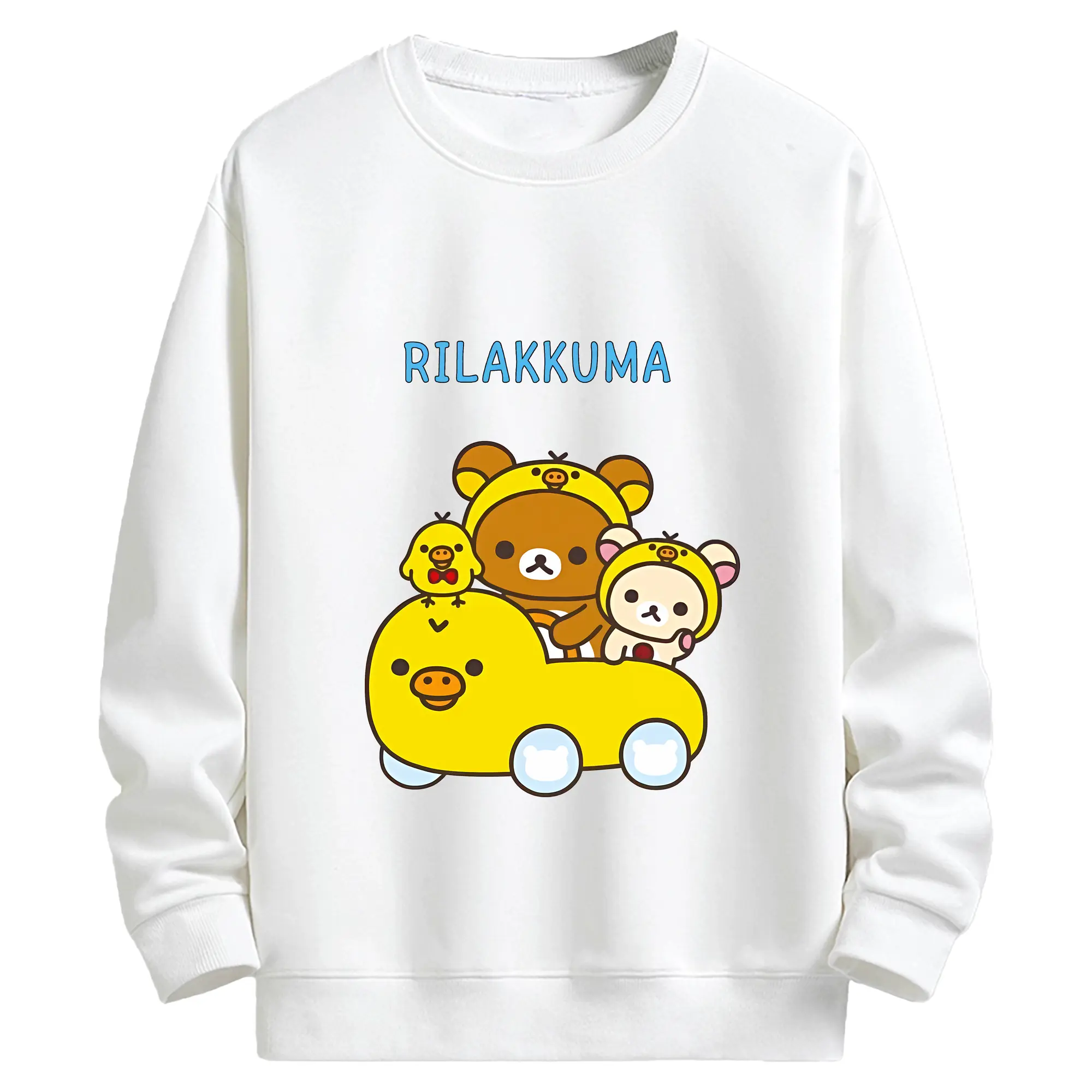 リラックマ (Rilakkuma) グッズ キイロイトリ (Kiiroitori) - キッズ クルーネックスウェットシャツ ・ フロントプリント ・ 綿80％ ポリエステル20％ ・ 快適 通学 スポーツ 日常使い お散歩用