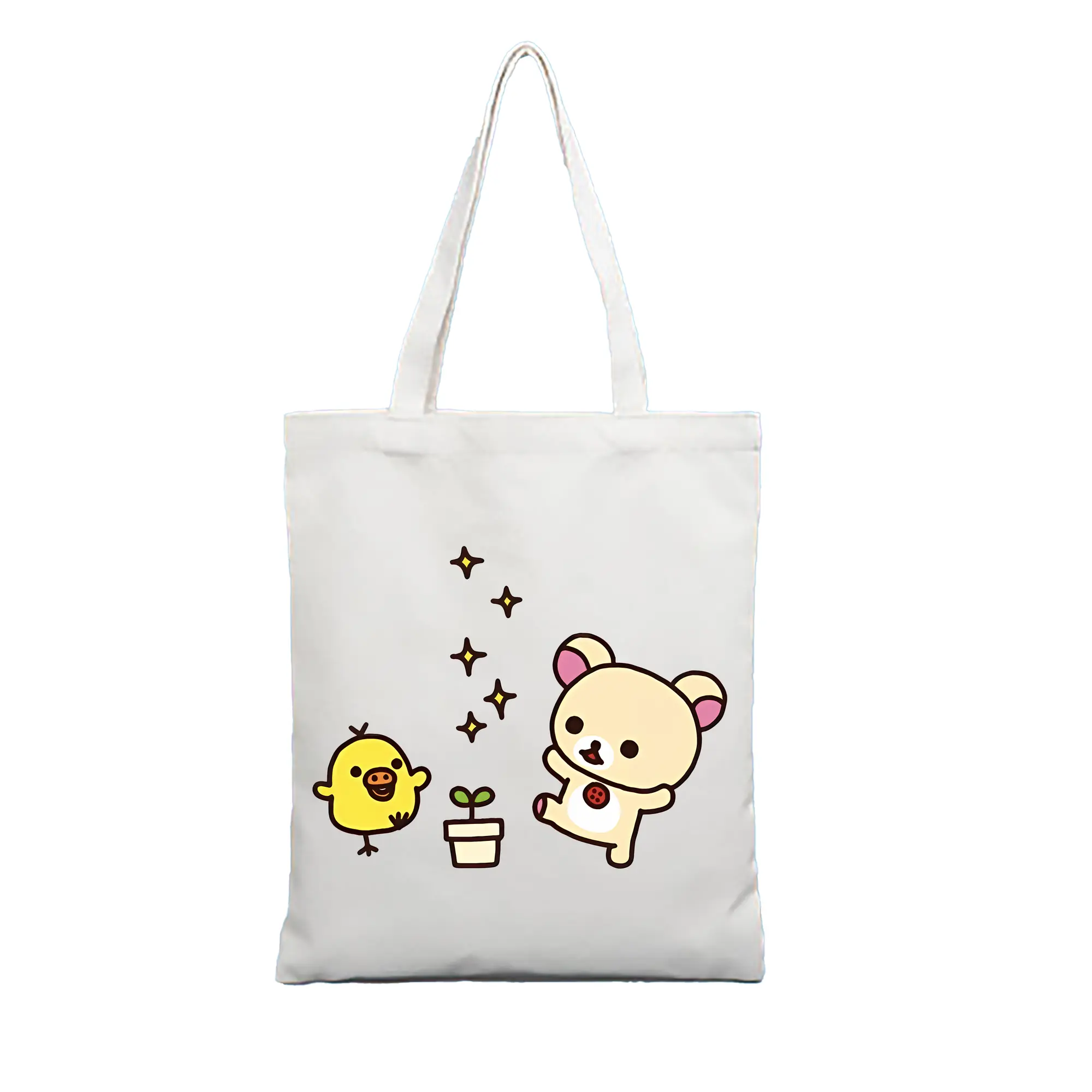 リラックマ (Rilakkuma) グッズ キイロイトリ (Kiiroitori) - 縦型キャンバス手提げバッグ（トートバッグ） ・ キャンバス素材 ・ ショッピング用 ・ 軽量 丈夫 お手入れ簡単
