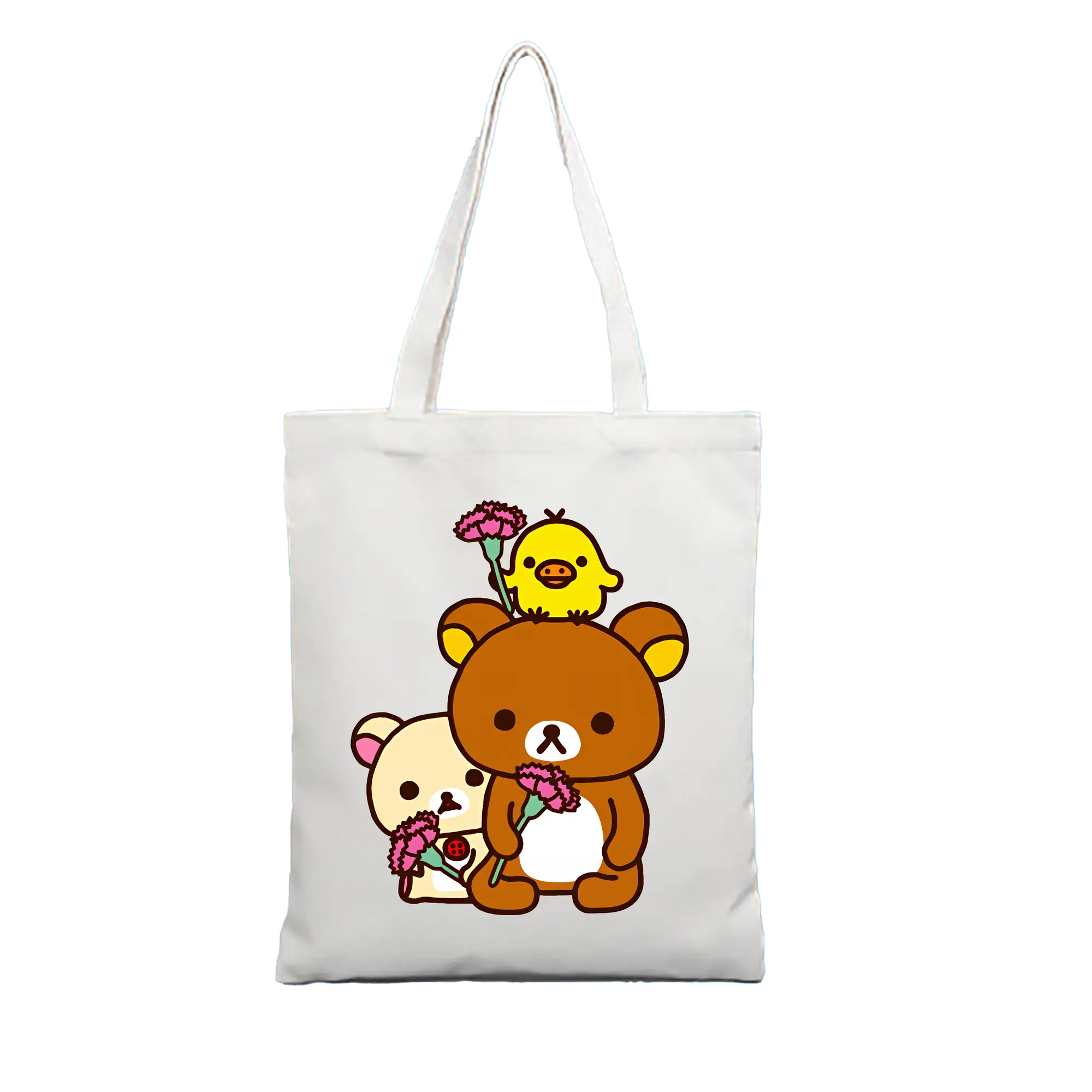 リラックマ (Rilakkuma) グッズ キイロイトリ (Kiiroitori) - 縦型キャンバス手提げバッグ（トートバッグ） ・ キャンバス素材 ・ ショッピング用 ・ 軽量 丈夫 お手入れ簡単