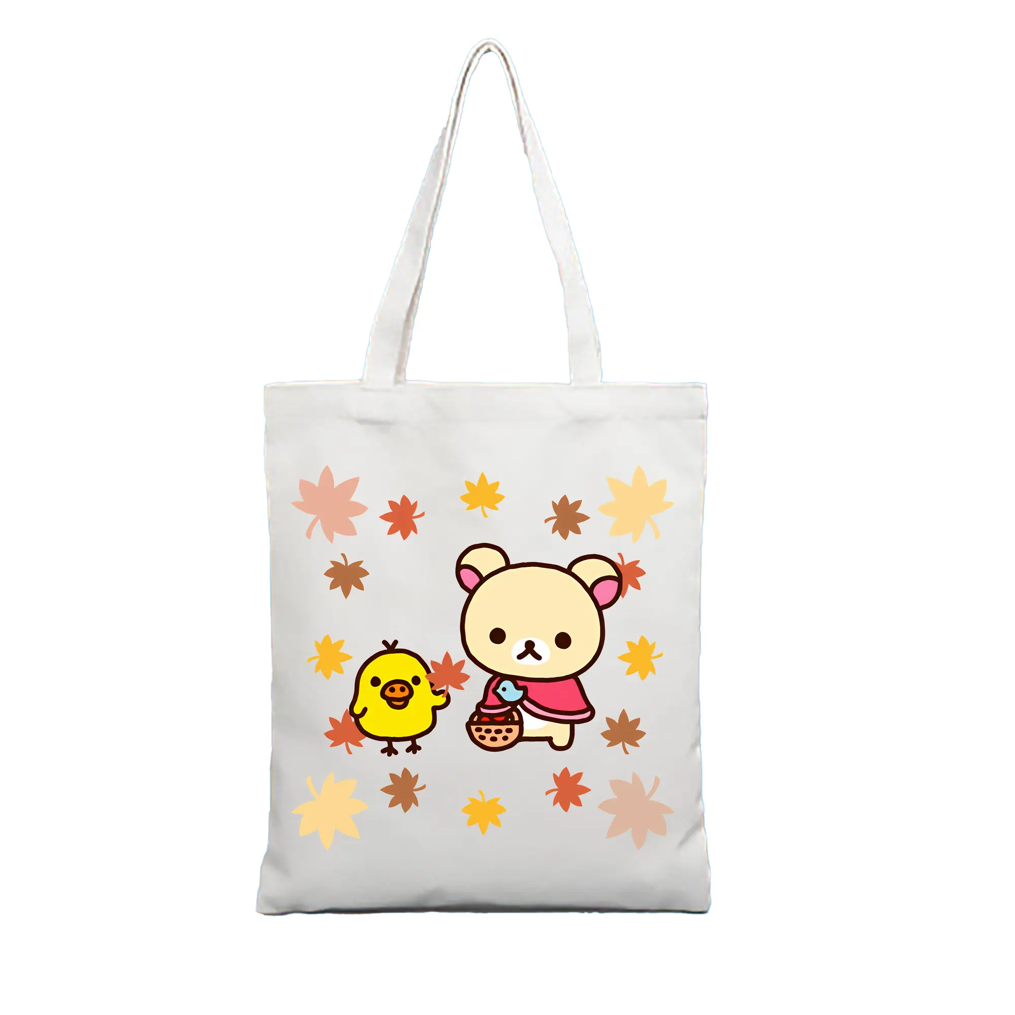 リラックマ (Rilakkuma) グッズ キイロイトリ (Kiiroitori) - 縦型キャンバス手提げバッグ（トートバッグ） ・ キャンバス素材 ・ ショッピング用 ・ 軽量 丈夫 お手入れ簡単