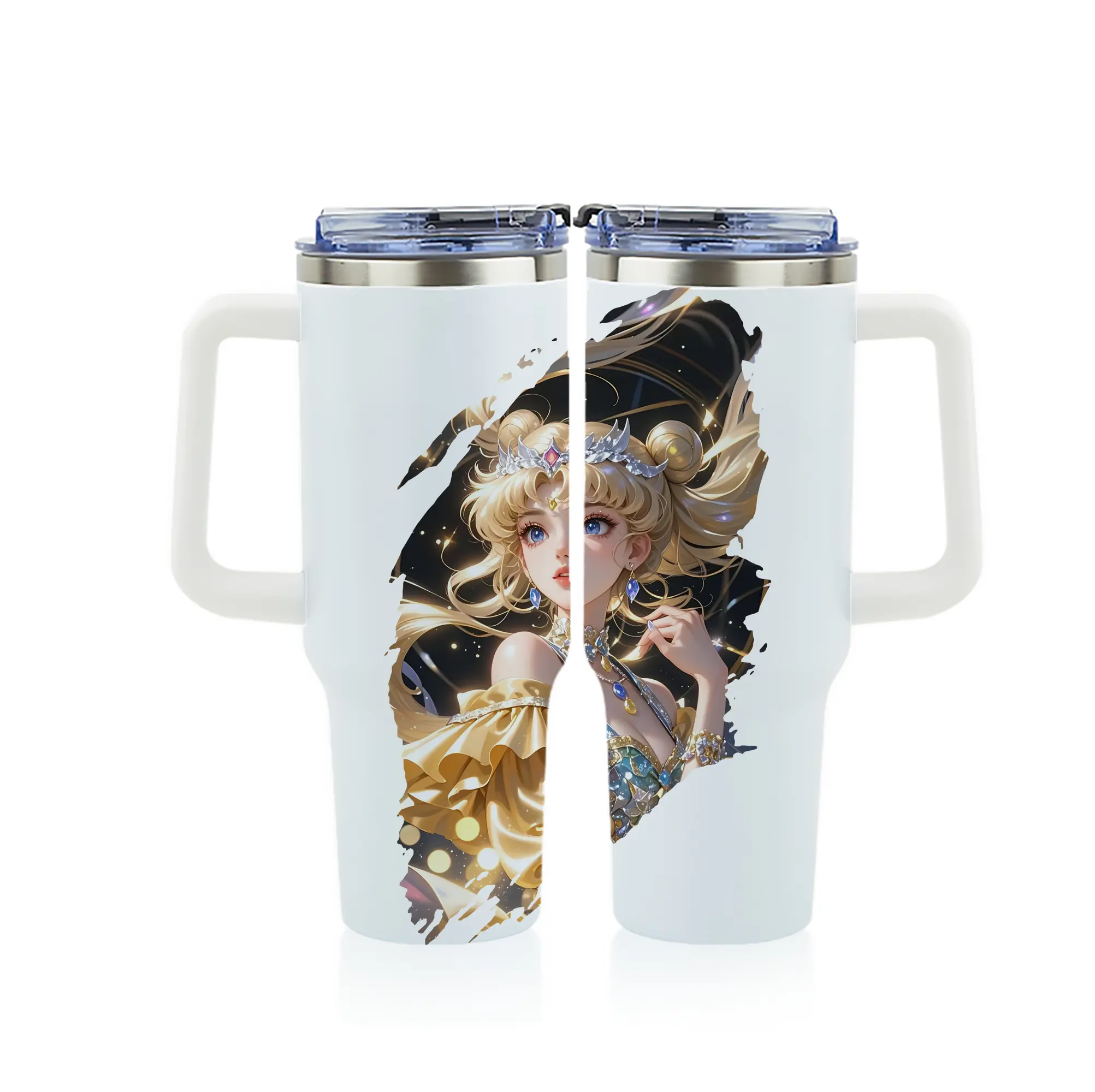 美少女戦士セーラームーン グッズ 月野 うさぎ - 1200mL フルプリント車用タンブラー ・ 304ステンレス 内側 ・ 201ステンレス 外側 ・ 保温 保冷 ・ 通勤 ドライブ アウトドア用