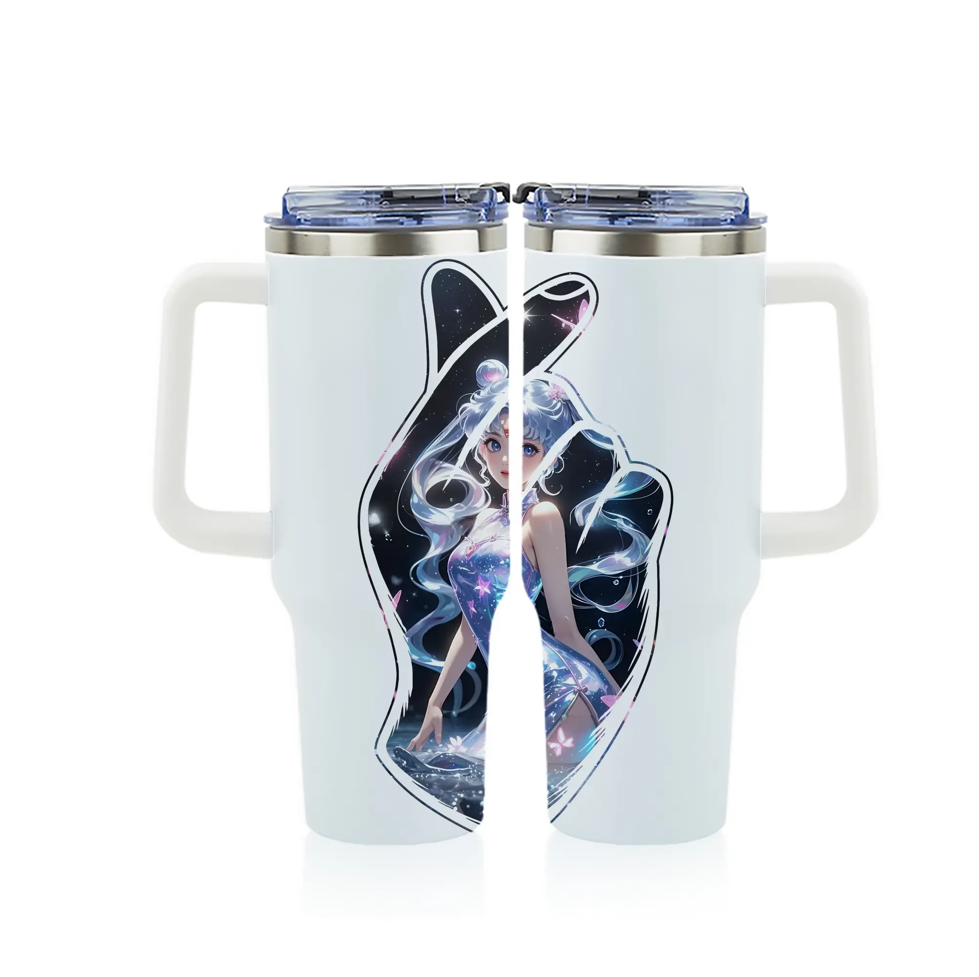美少女戦士セーラームーン グッズ 月野 うさぎ - 1200mL フルプリント車用タンブラー ・ 304ステンレス 内側 ・ 201ステンレス 外側 ・ 保温 保冷 ・ 通勤 ドライブ アウトドア用