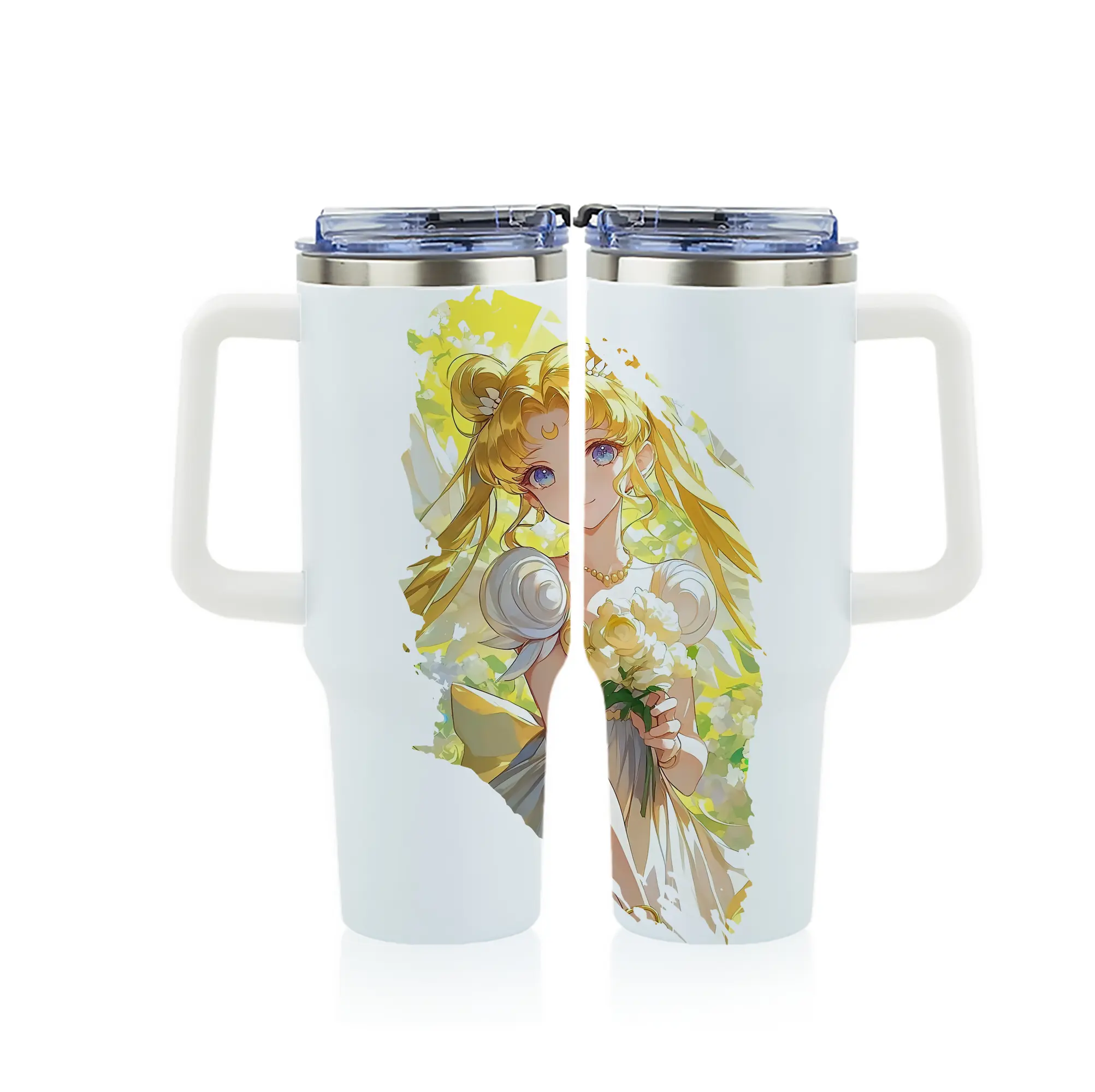 美少女戦士セーラームーン グッズ 月野 うさぎ - 1200mL フルプリント車用タンブラー ・ 304ステンレス 内側 ・ 201ステンレス 外側 ・ 保温 保冷 ・ 通勤 ドライブ アウトドア用