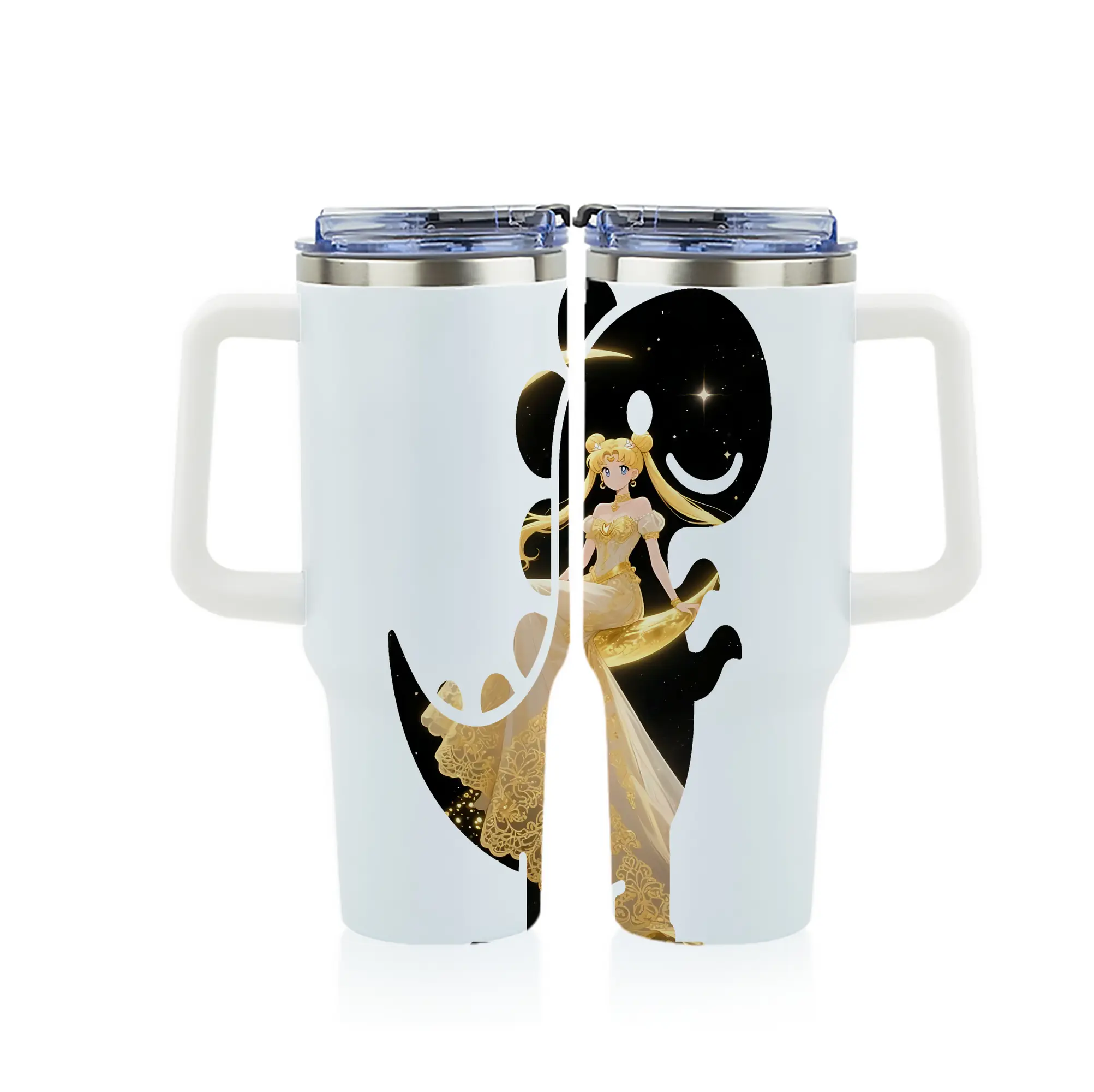 美少女戦士セーラームーン グッズ 月野 うさぎ - 1200mL フルプリント車用タンブラー ・ 304ステンレス 内側 ・ 201ステンレス 外側 ・ 保温 保冷 ・ 通勤 ドライブ アウトドア用