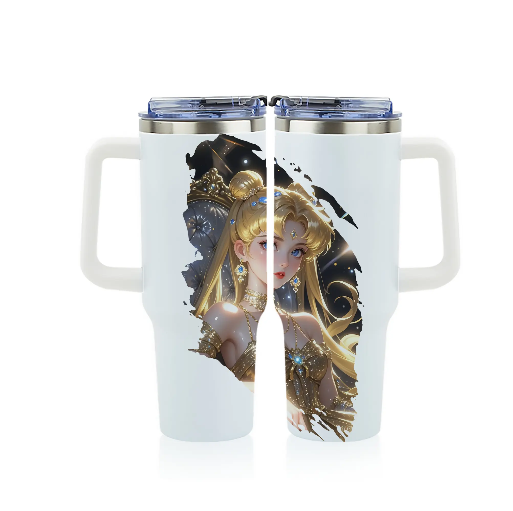 美少女戦士セーラームーン グッズ 月野 うさぎ - 1200mL フルプリント車用タンブラー ・ 304ステンレス 内側 ・ 201ステンレス 外側 ・ 保温 保冷 ・ 通勤 ドライブ アウトドア用