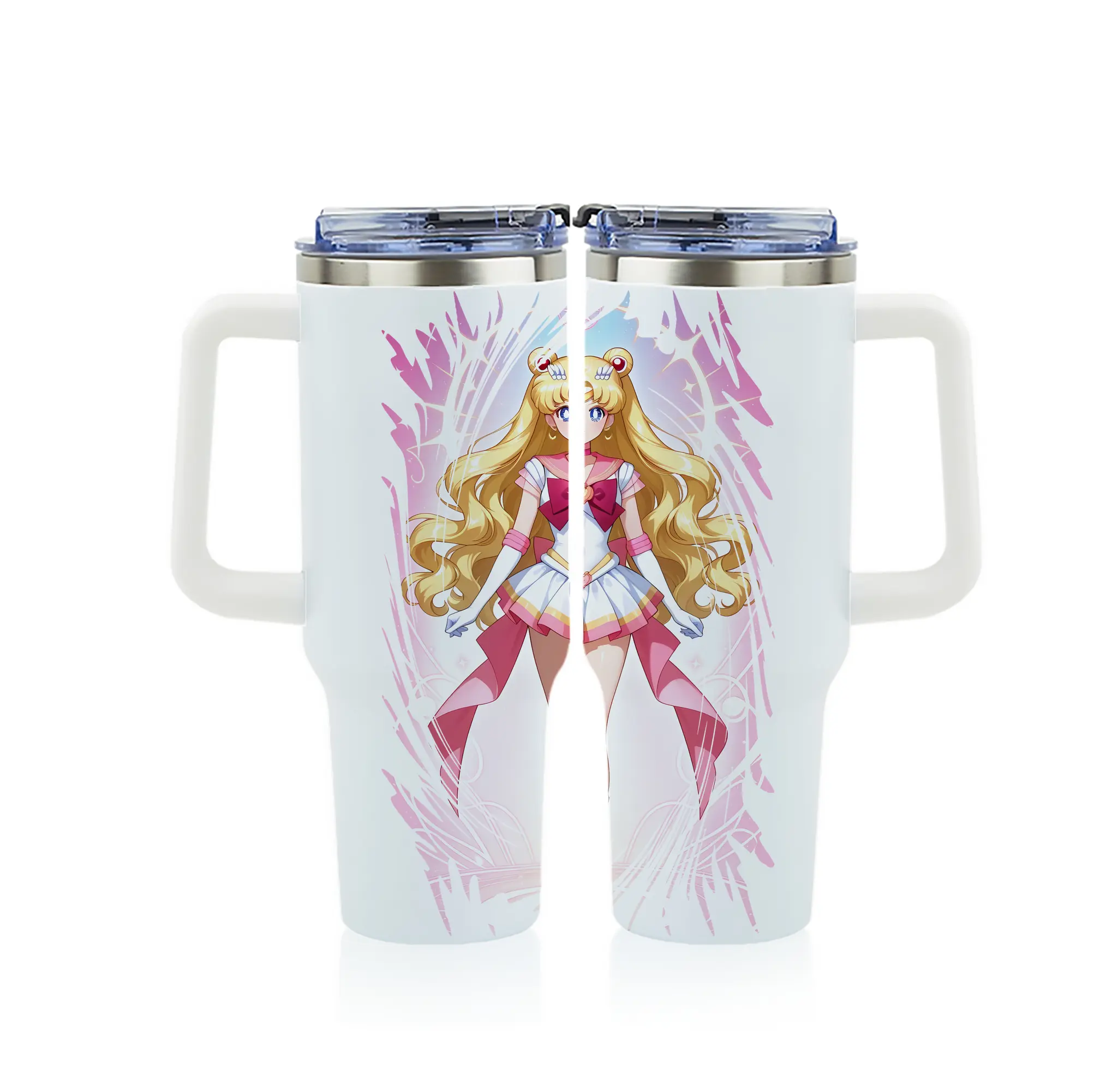 美少女戦士セーラームーン グッズ 月野 うさぎ - 1200mL フルプリント車用タンブラー ・ 304ステンレス 内側 ・ 201ステンレス 外側 ・ 保温 保冷 ・ 通勤 ドライブ アウトドア用