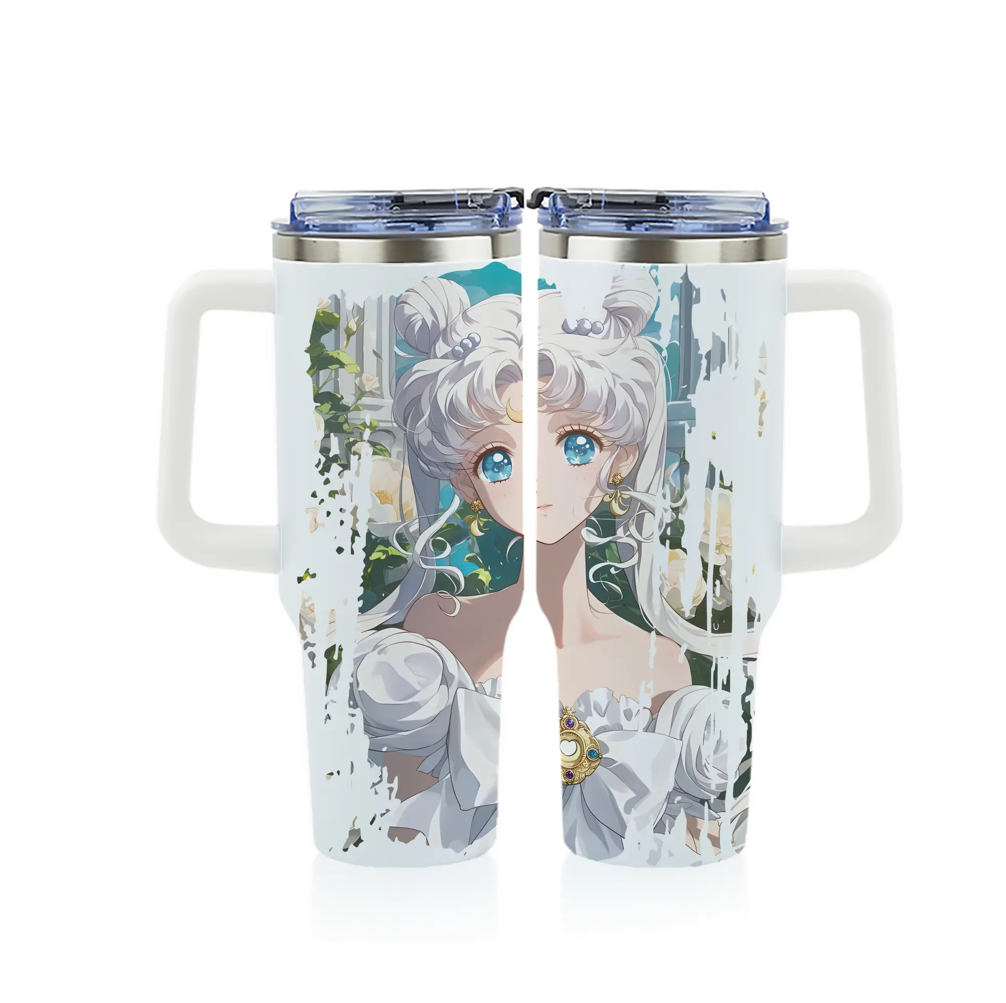 美少女戦士セーラームーン グッズ 月野 うさぎ - 1200mL フルプリント車用タンブラー ・ 304ステンレス 内側 ・ 201ステンレス 外側 ・ 保温 保冷 ・ 通勤 ドライブ アウトドア用