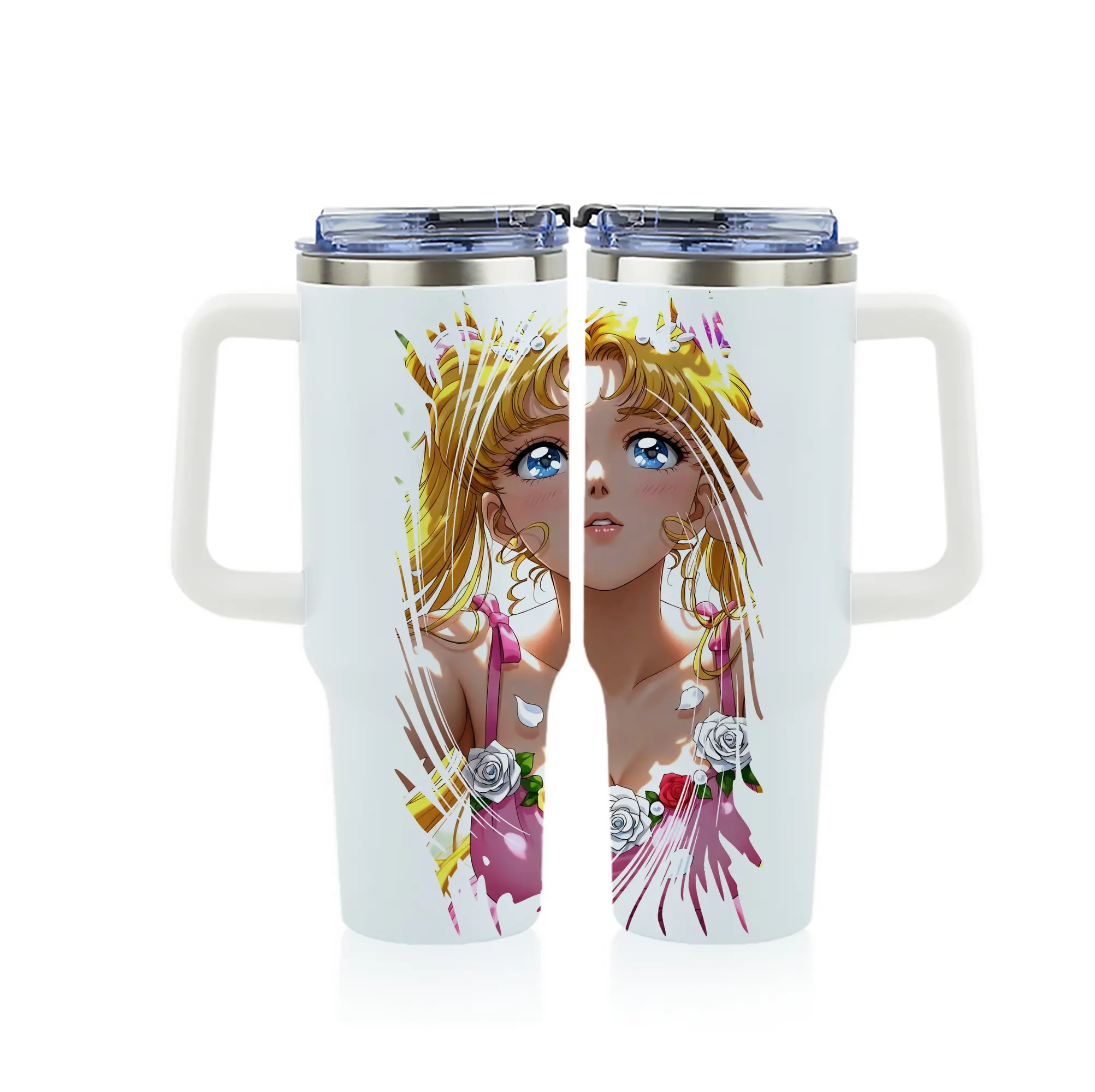 美少女戦士セーラームーン グッズ 月野 うさぎ - 1200mL フルプリント車用タンブラー ・ 304ステンレス 内側 ・ 201ステンレス 外側 ・ 保温 保冷 ・ 通勤 ドライブ アウトドア用