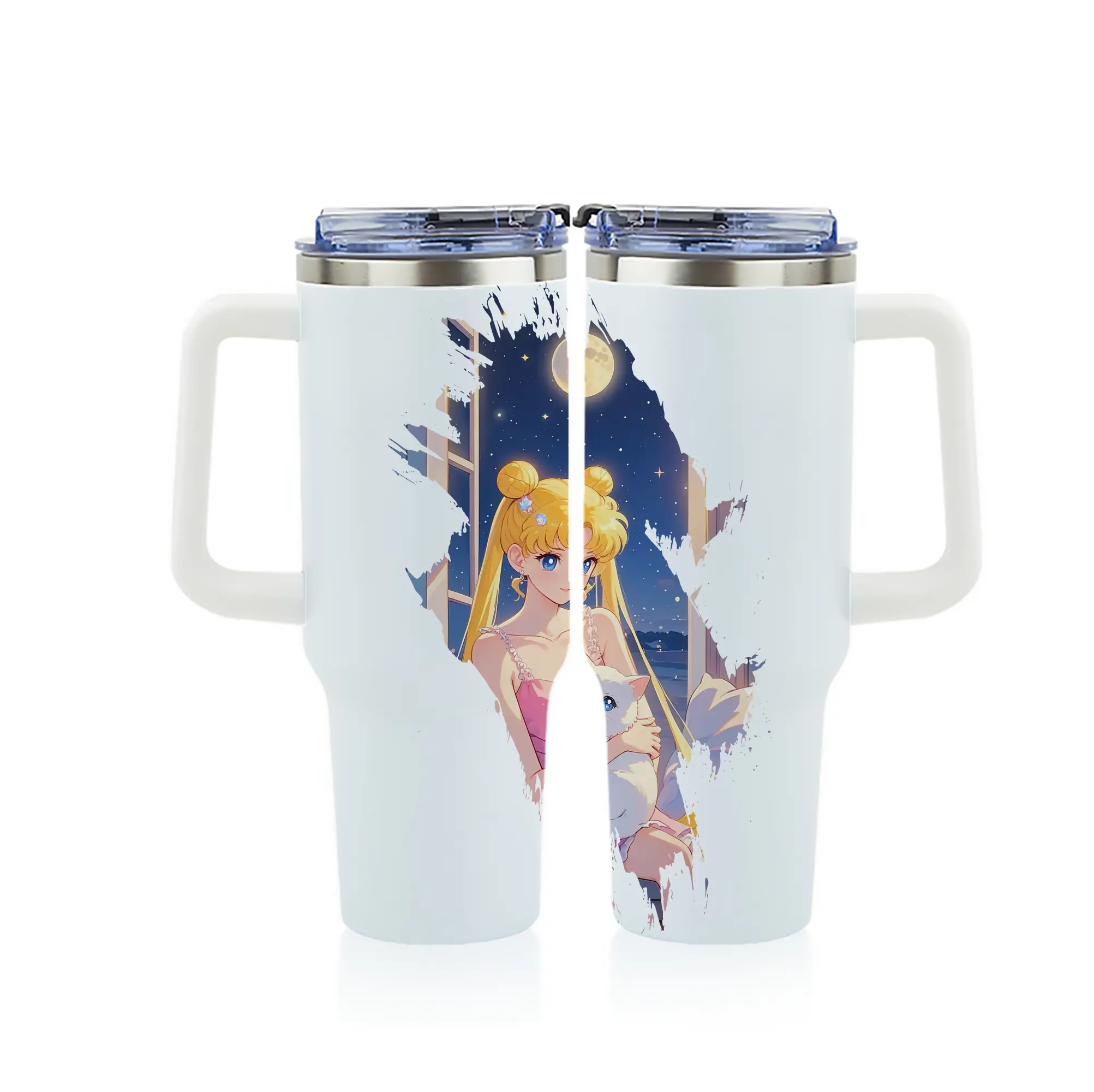 美少女戦士セーラームーン グッズ 月野 うさぎ - 1200mL フルプリント車用タンブラー ・ 304ステンレス 内側 ・ 201ステンレス 外側 ・ 保温 保冷 ・ 通勤 ドライブ アウトドア用